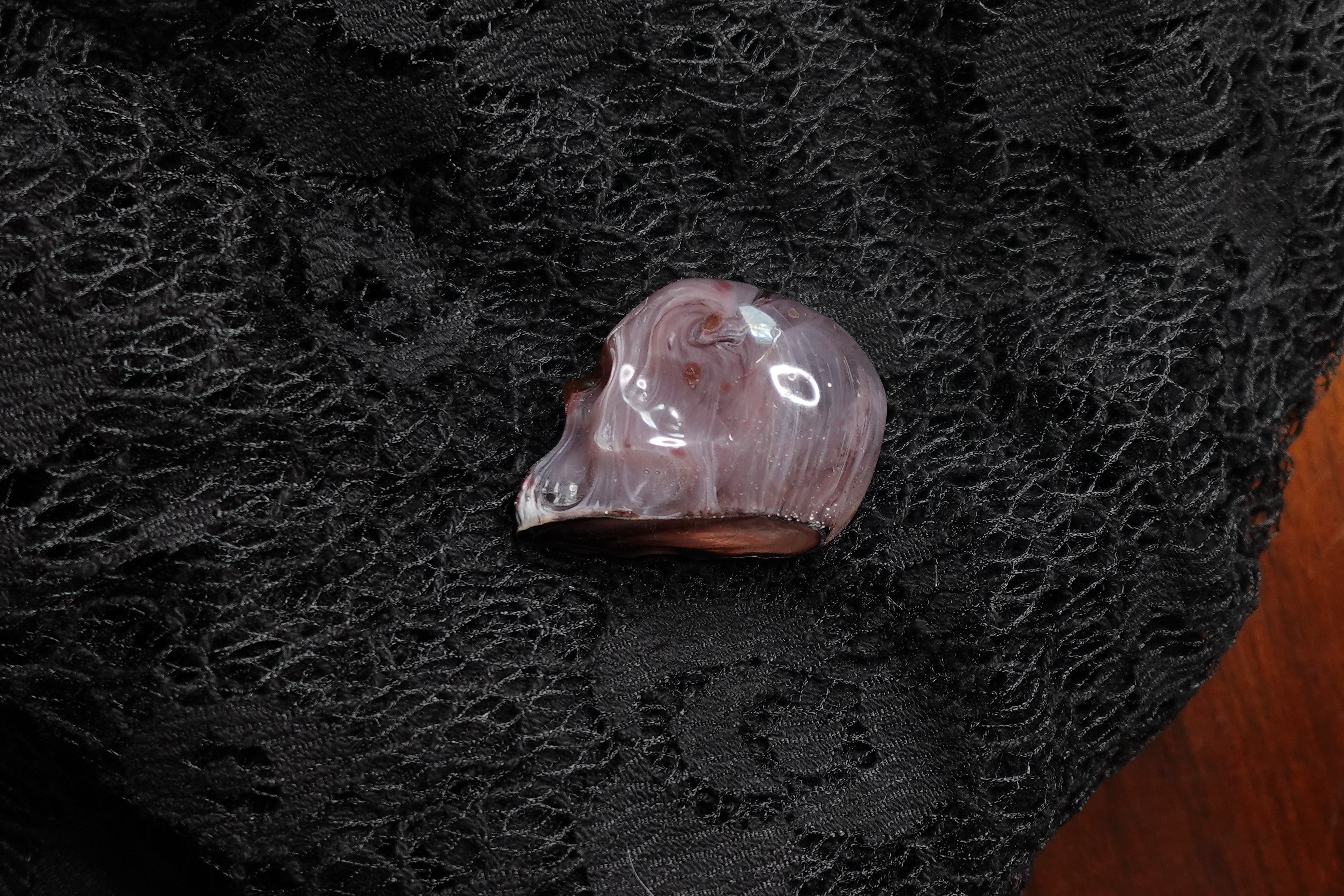 Small Red and White Resin Skull 