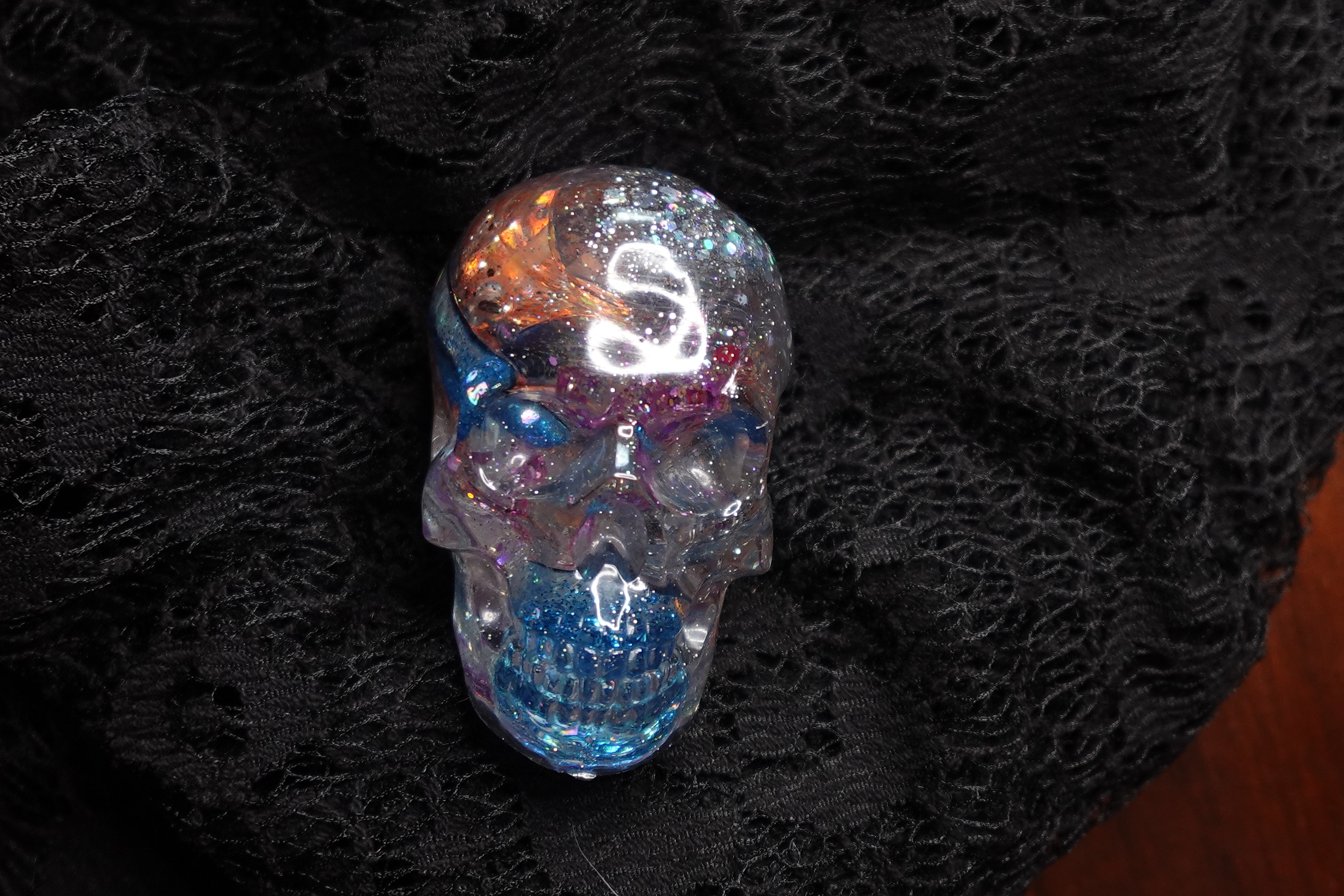 Medium Multi-Color Sparkle Resin Skull