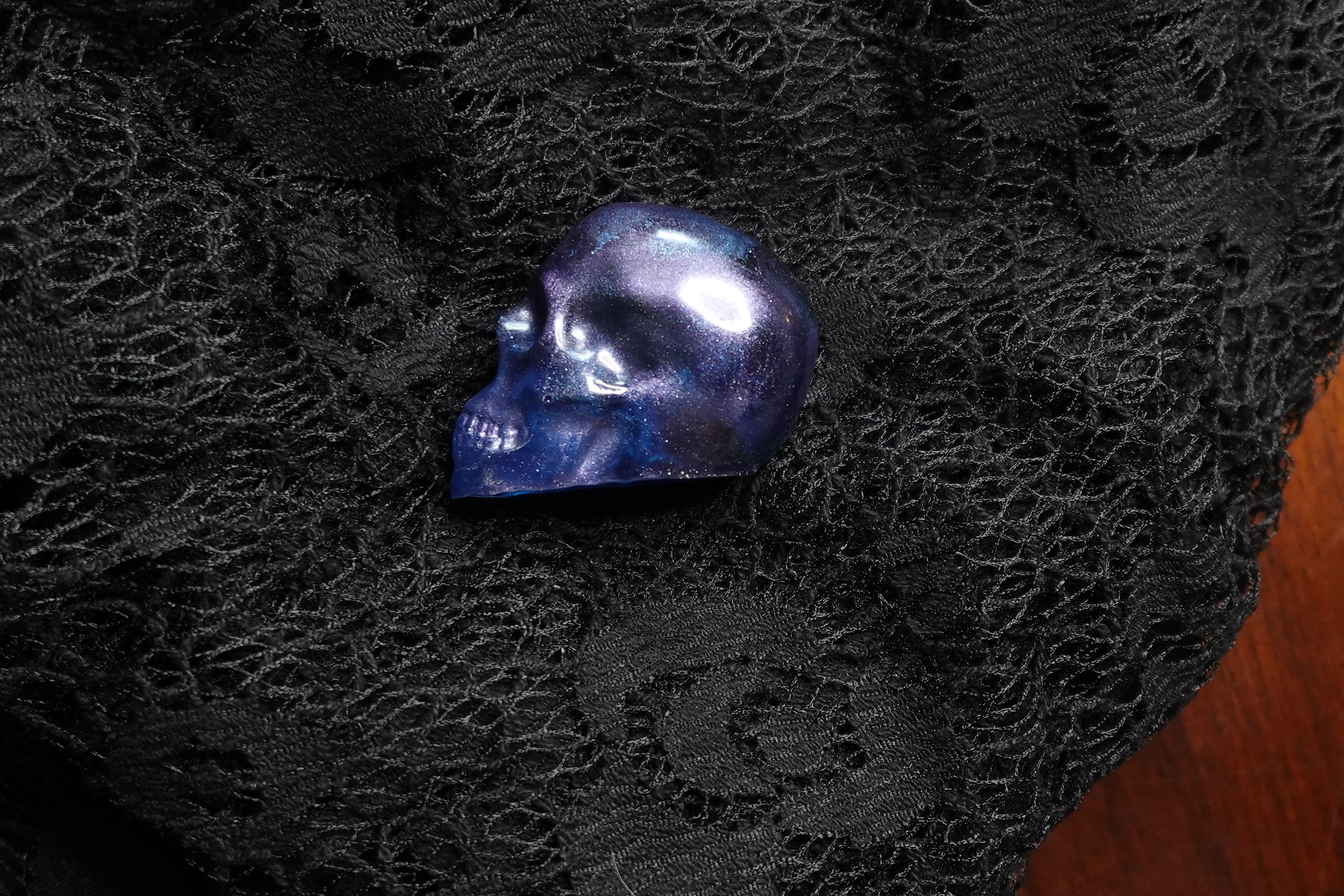 Small Purple Metallic Resin Skull