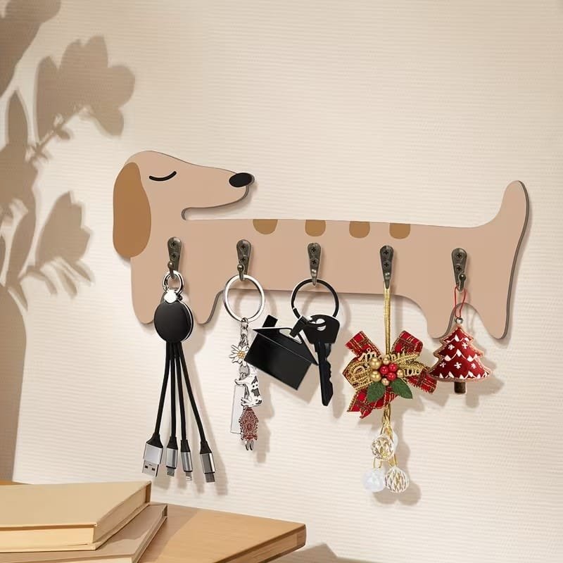 Dog Shaped Wooden Key Holder