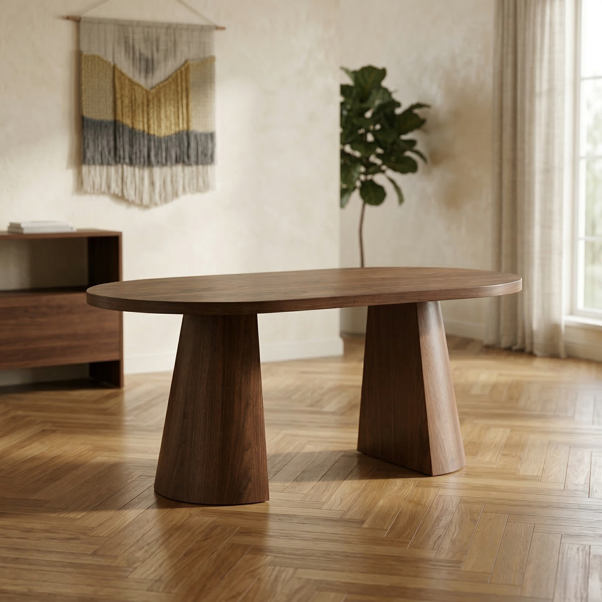 180 LİK MEŞE İKİZ OVAL MASA