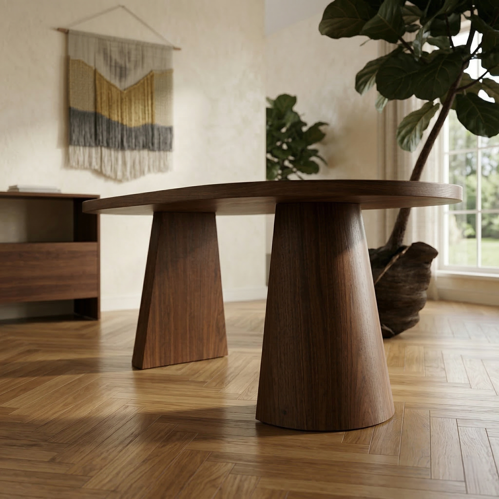 180 LİK MEŞE İKİZ OVAL MASA