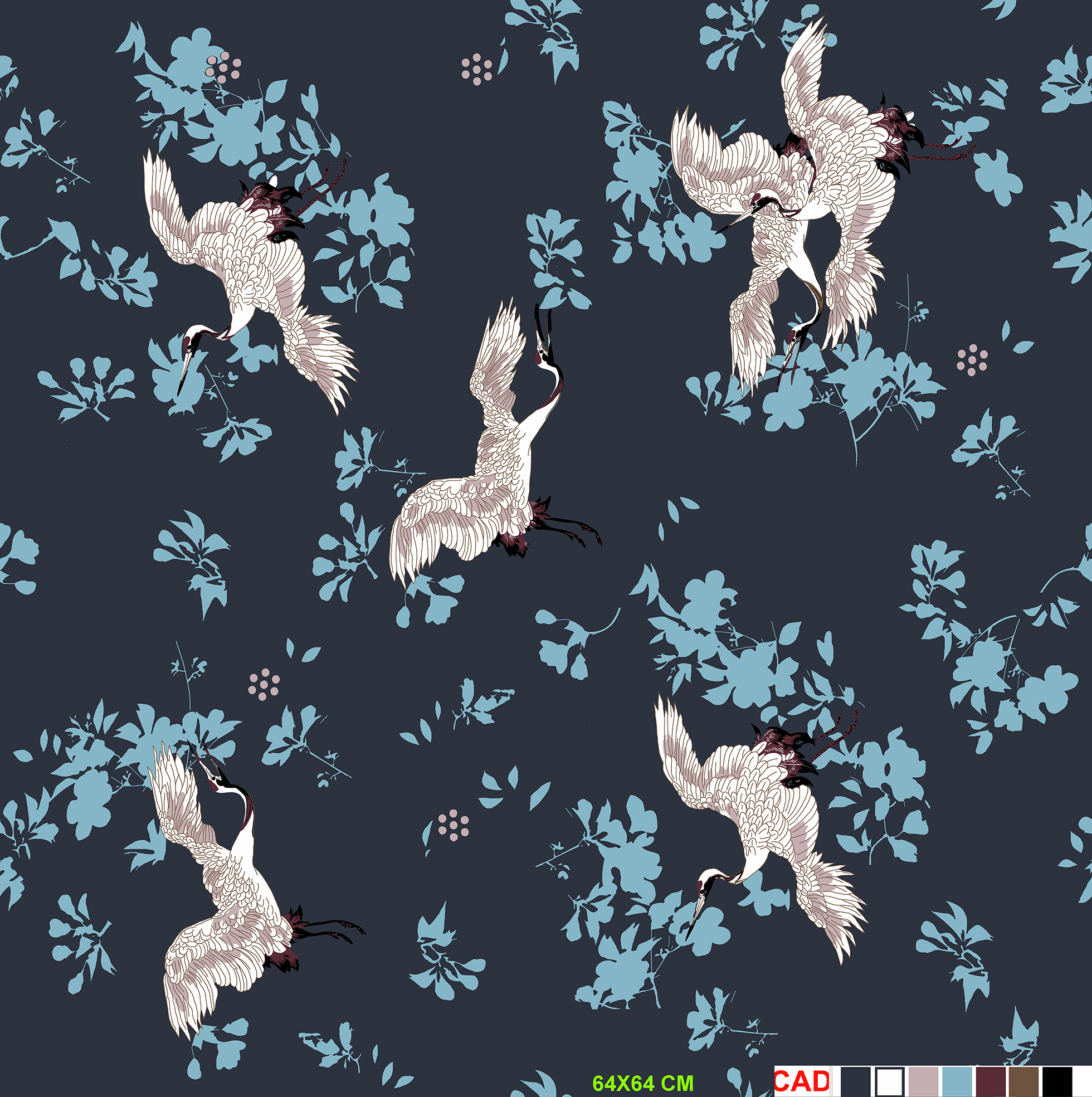 Japanese Crane Digital Pattern