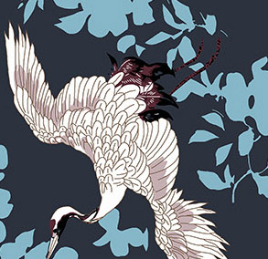 Japanese Crane Digital Pattern