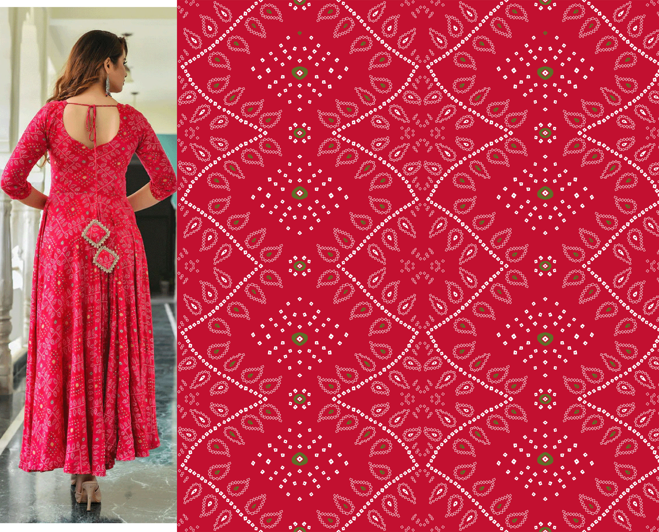 Red Ethnic Bandhani Print Pattern