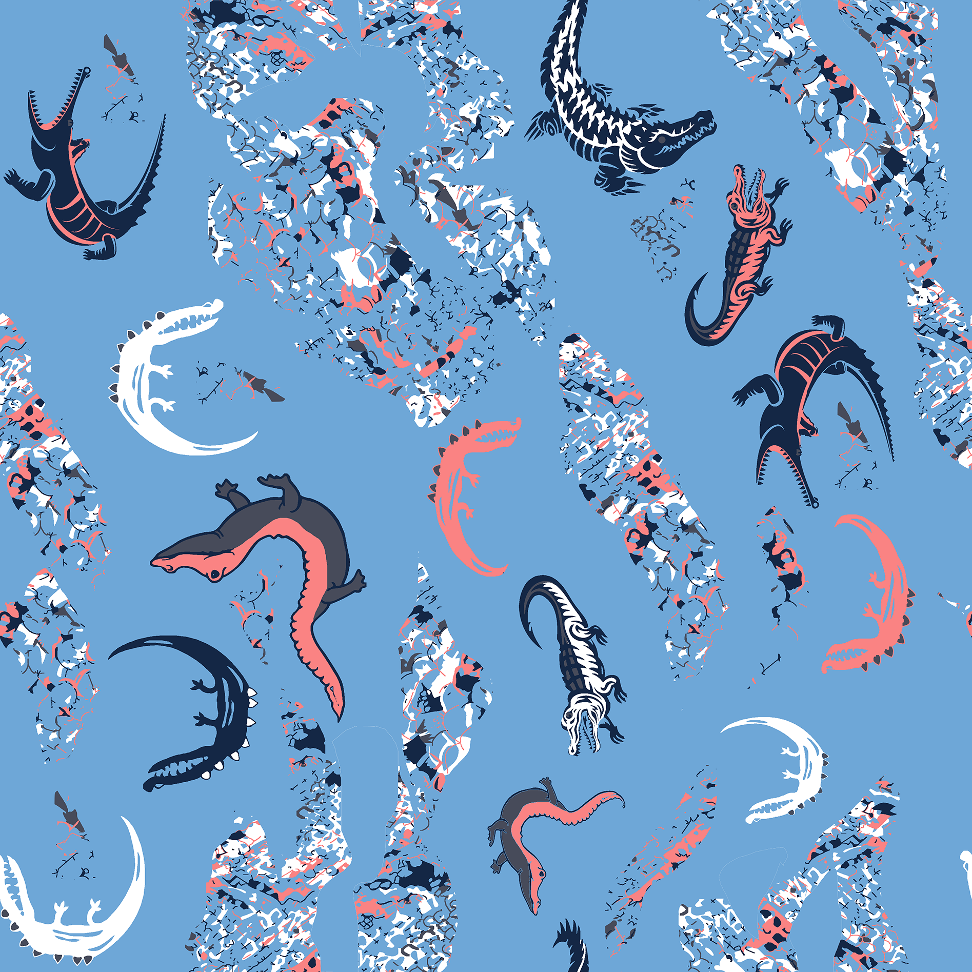 Dinosaur & Crocodile Pattern Digital 