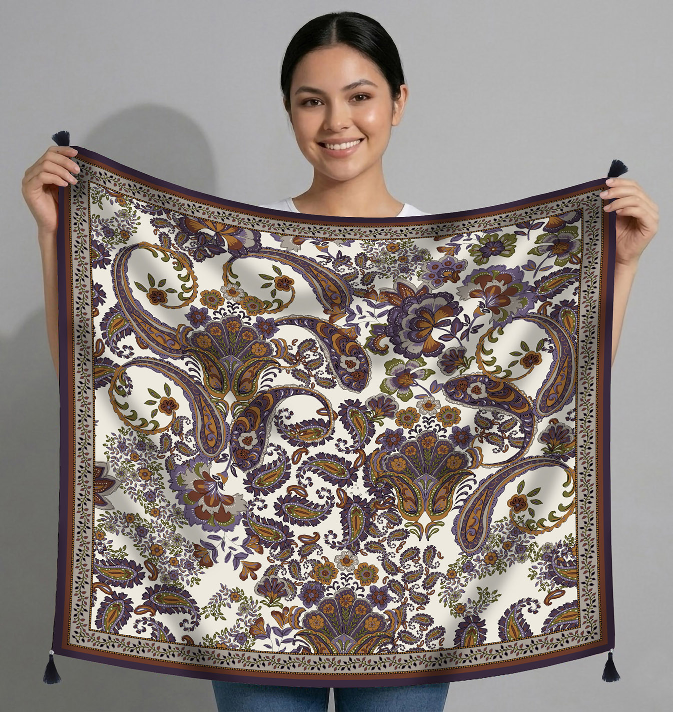 Floral Poly Silk Scarf & Napkin Set