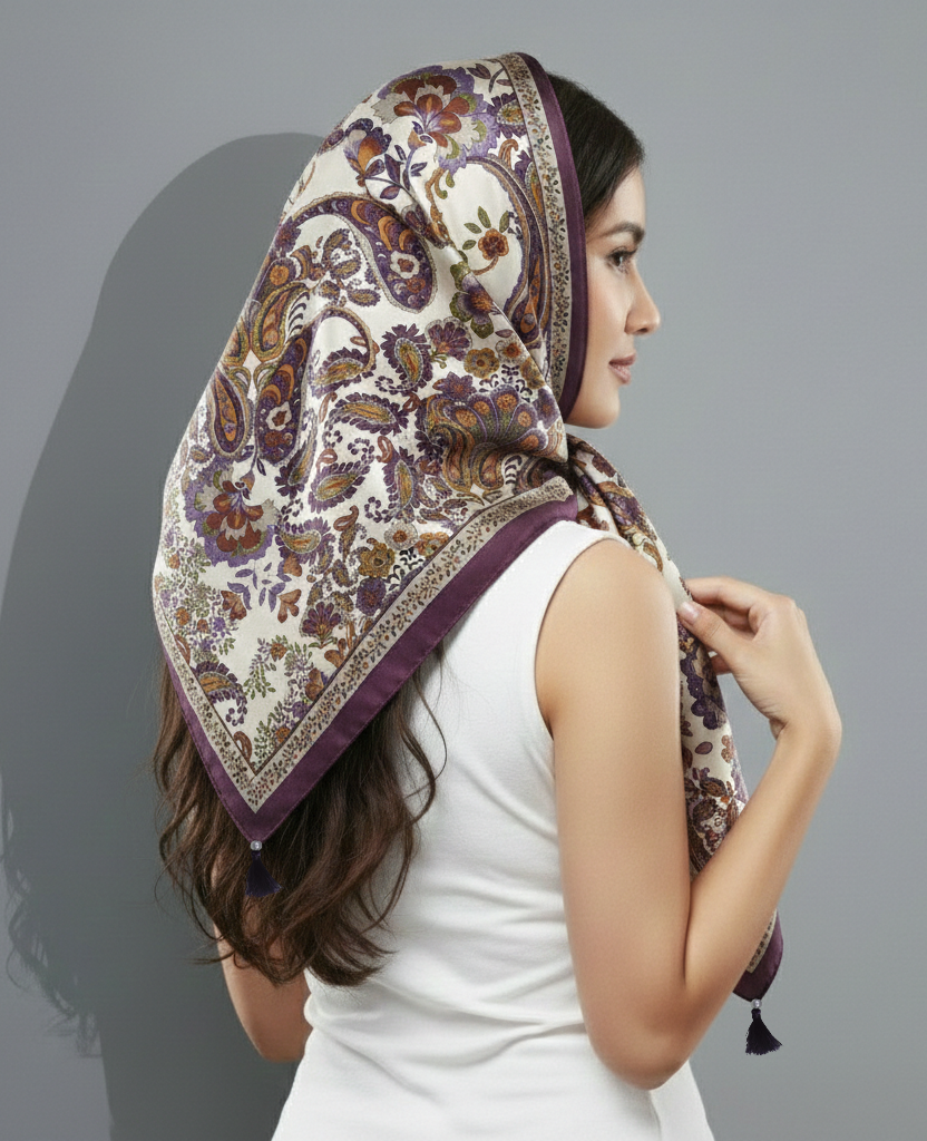 Floral Poly Silk Scarf & Napkin Set