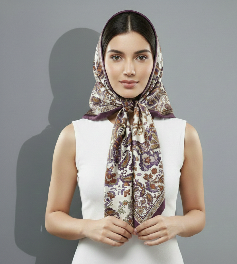 Floral Poly Silk Scarf & Napkin Set