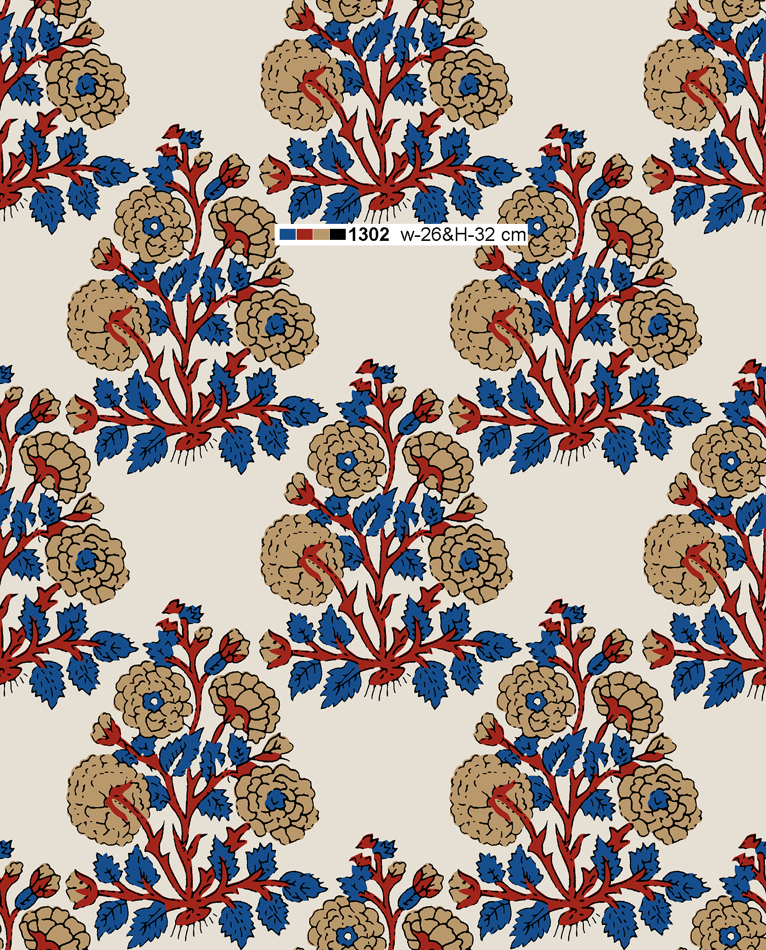 Traditional Floral Block Pattern