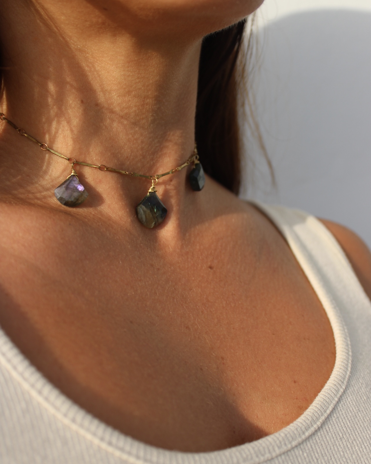 Labradorite 3 Stone Necklace