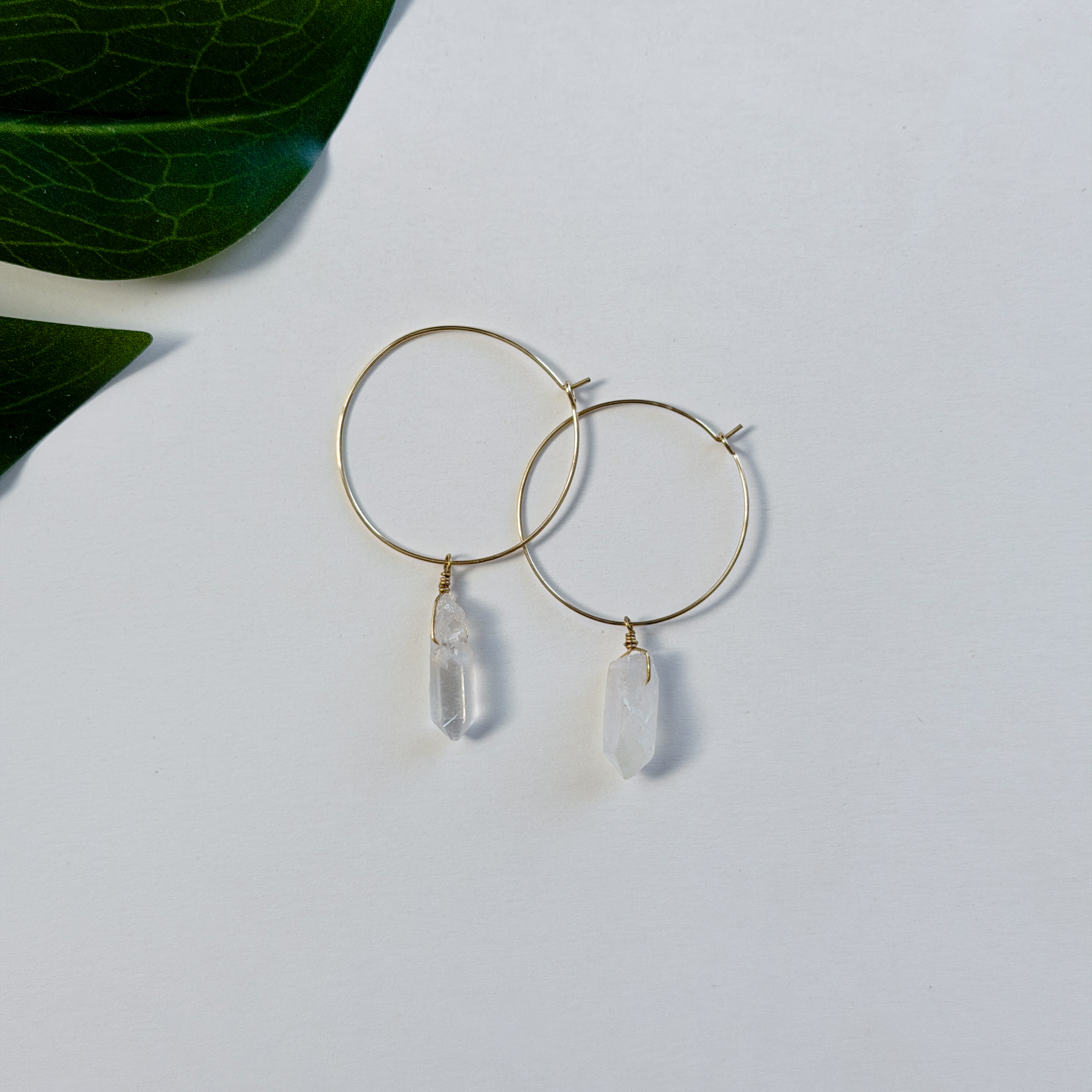 Gold Filled Clear Crystal Hoop Earrings