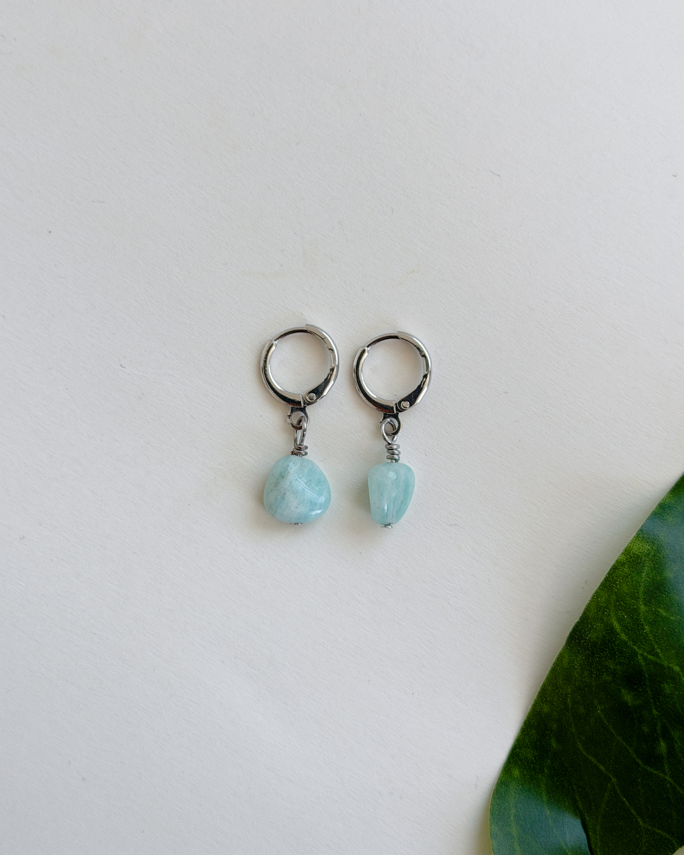 Sterling Silver Amazonite Hoop Earrings