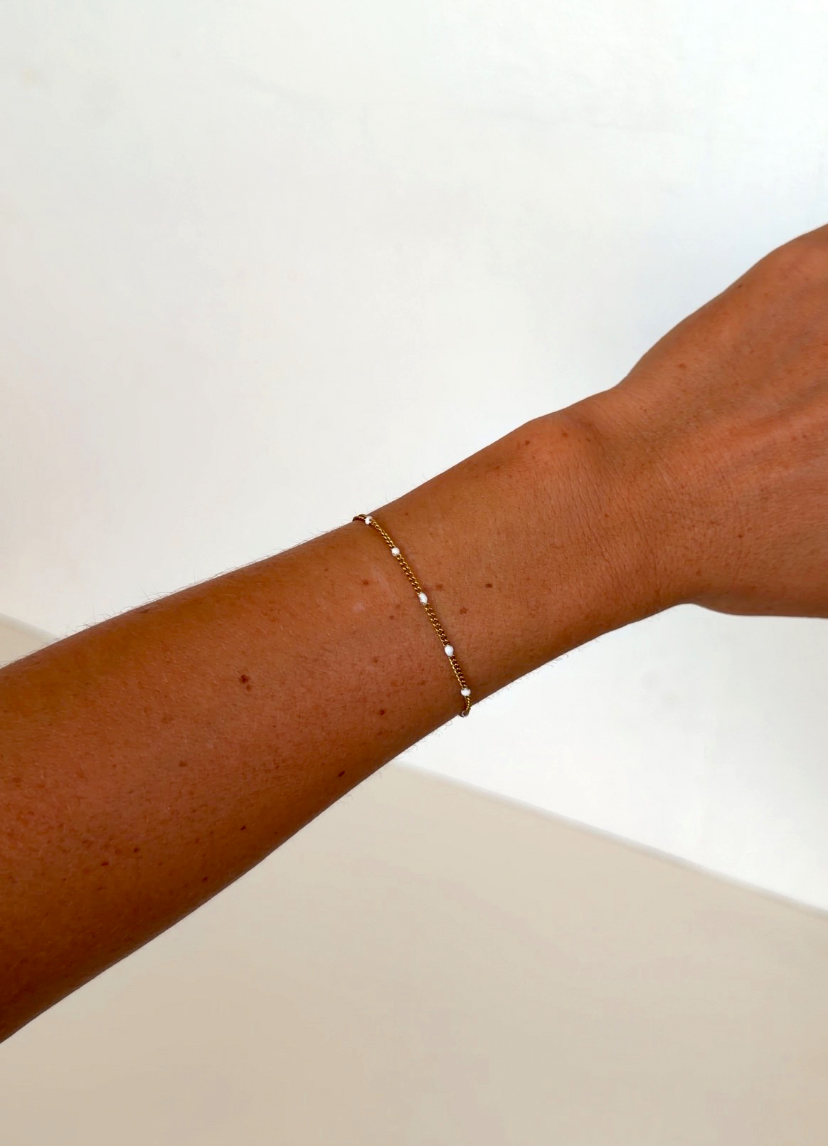 Gold Filled Pearl Curb Chain Bracelet + Extender