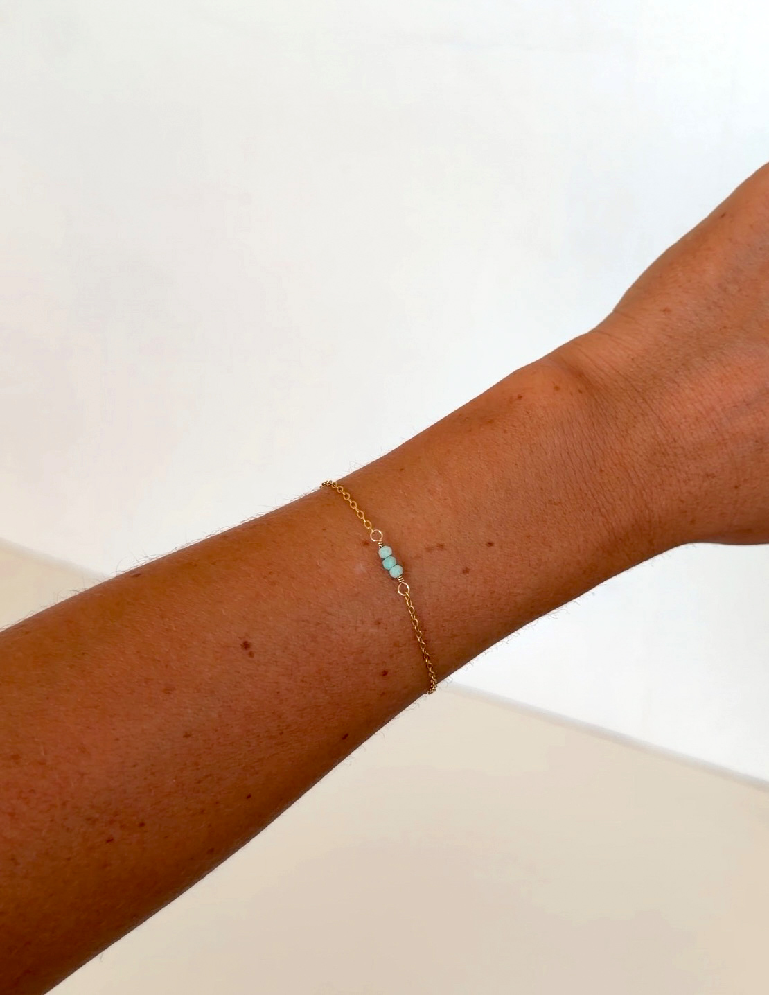 Gold Filled Peruvian Amazonite Gemstone Bracelet + Extender