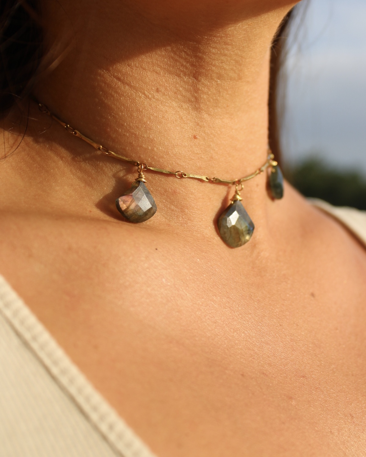 Labradorite 3 Stone Necklace