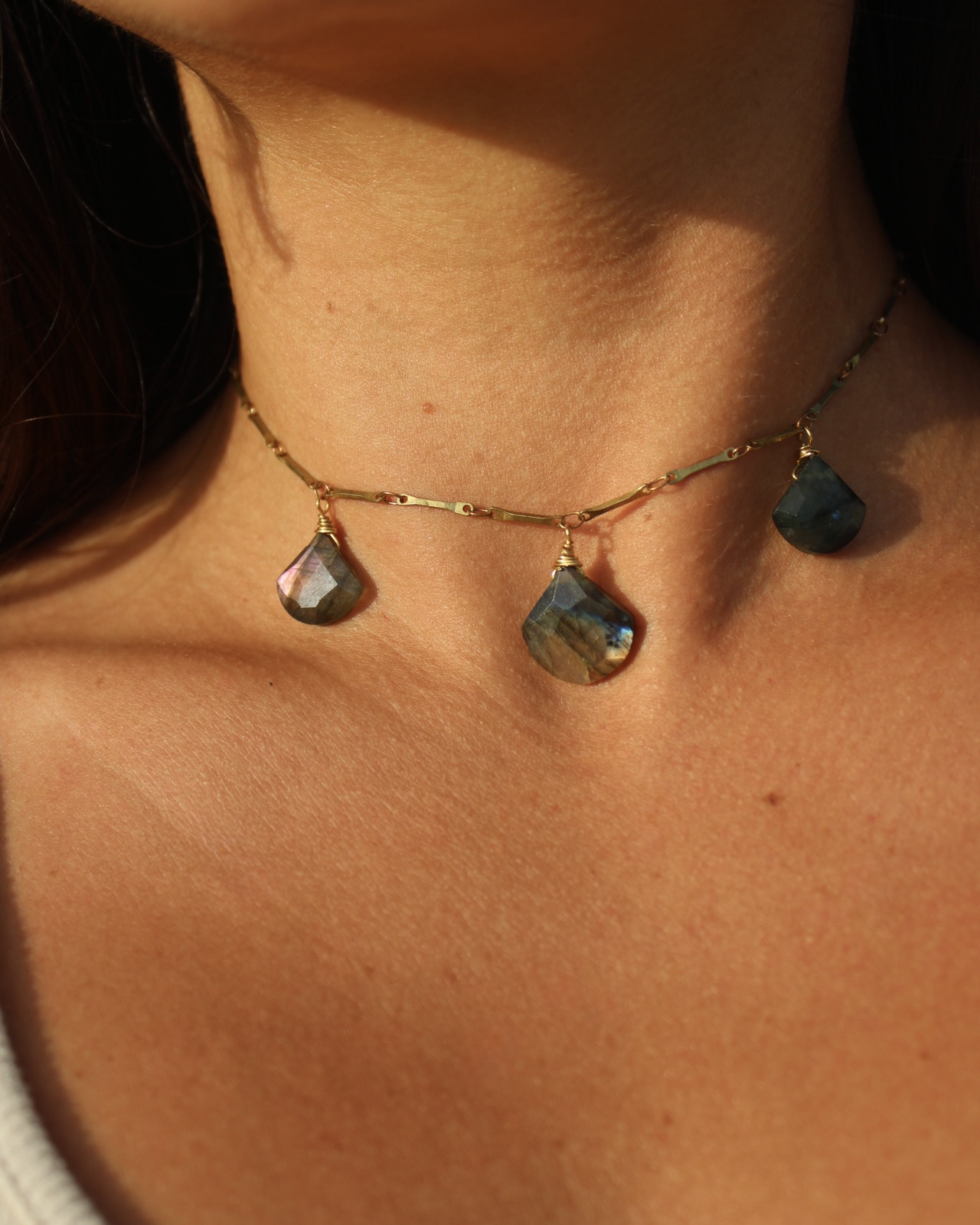 Labradorite 3 Stone Necklace