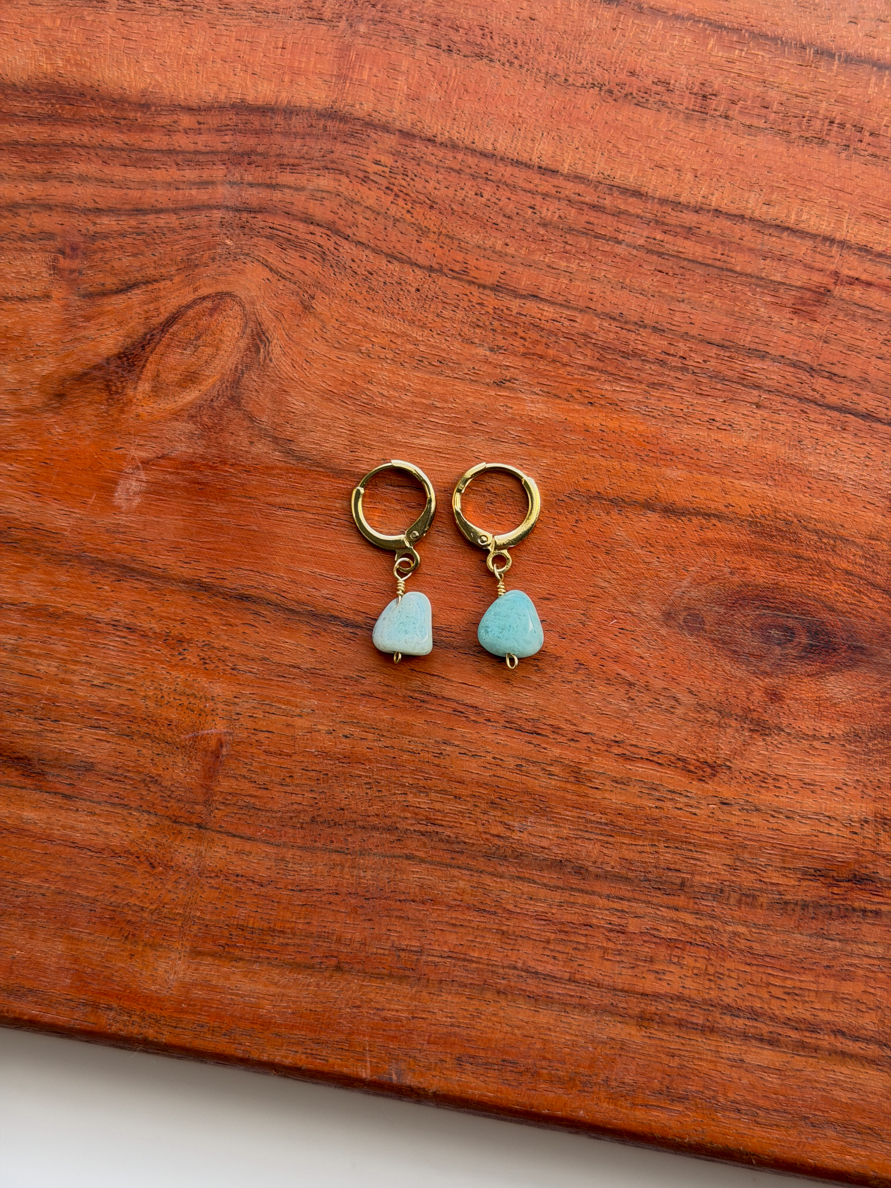 Gold Amazonite Hoops