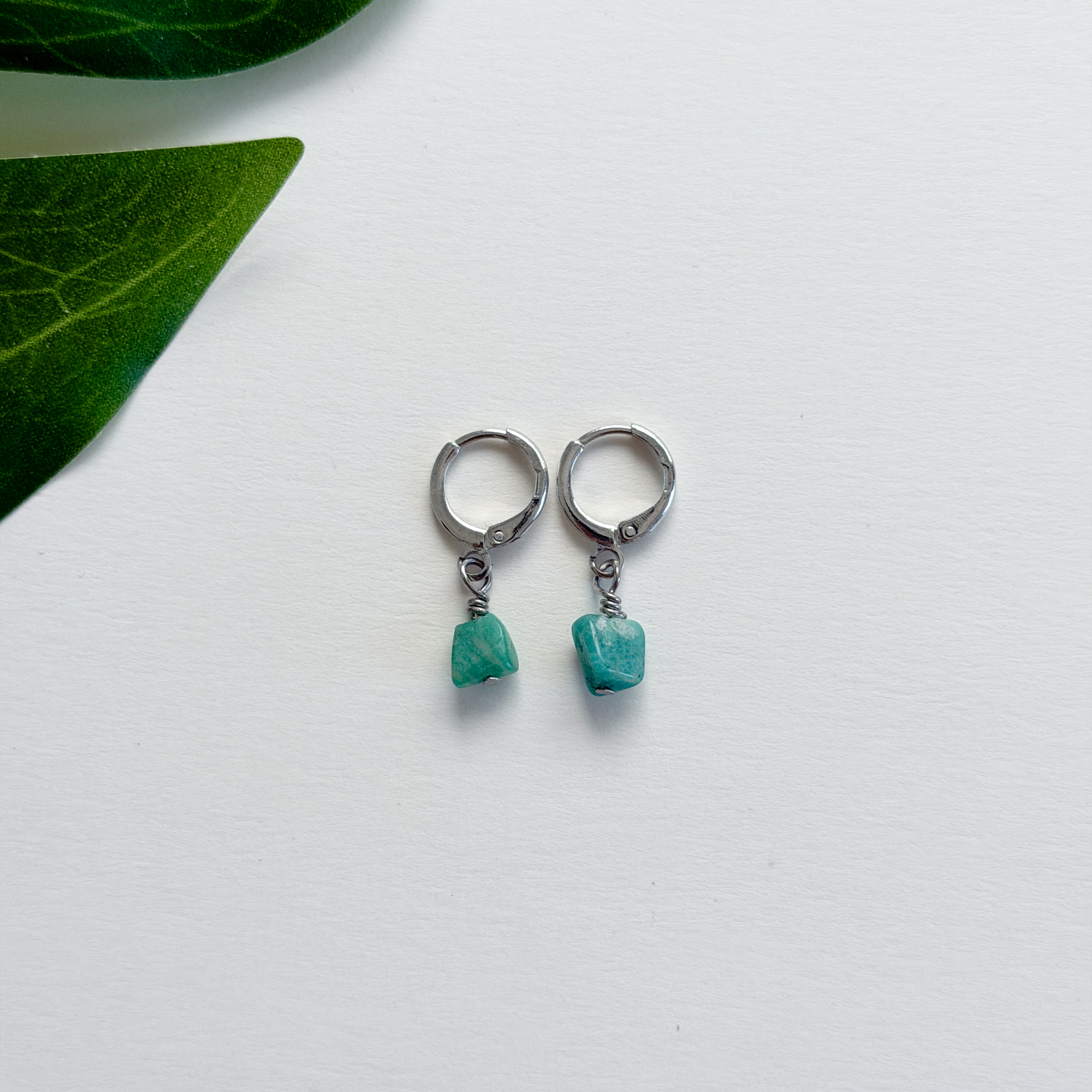 Sterling Silver Deep Blue Amazonite Hoop Earrings