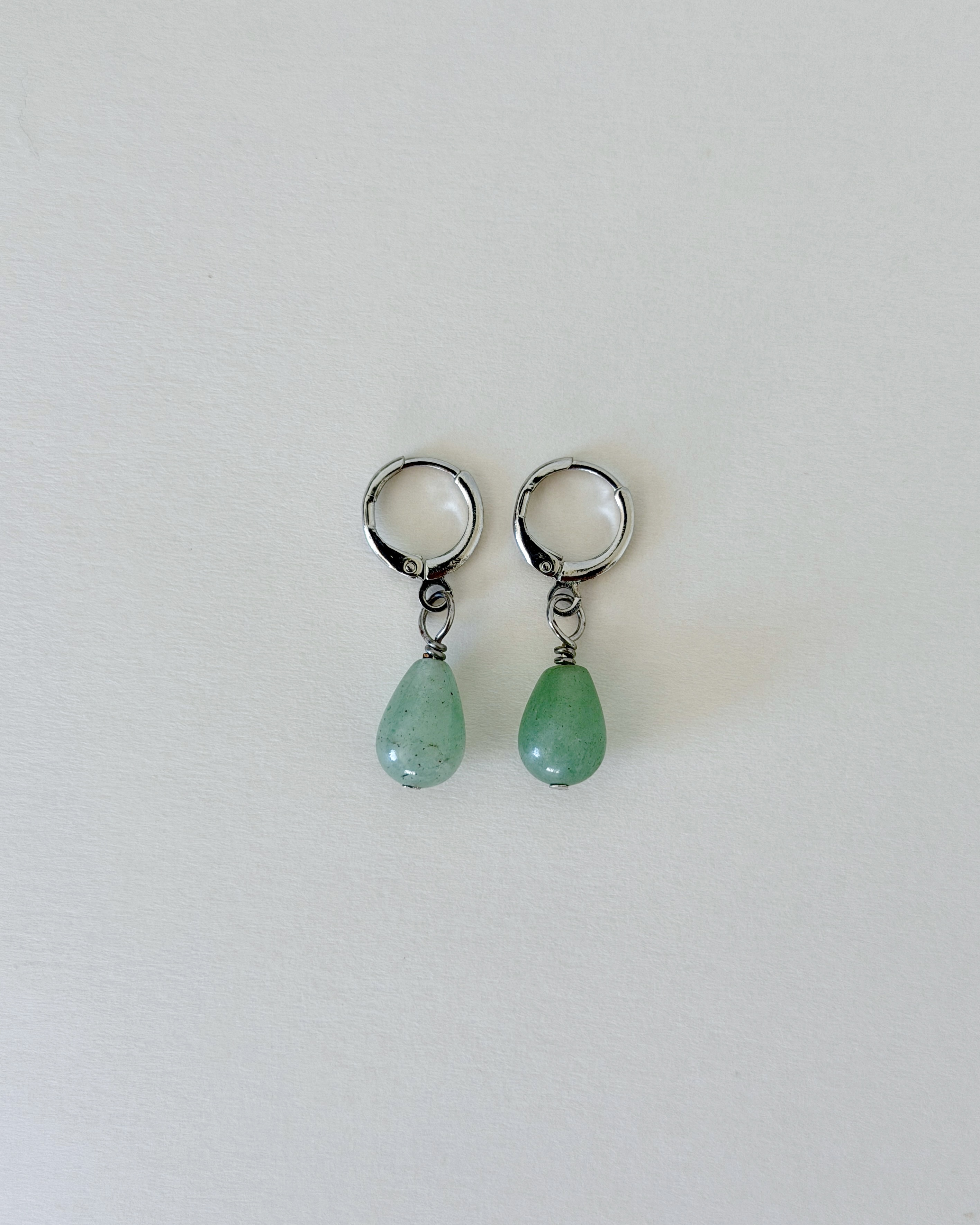 Sterling Silver Aventurine Hoop Earrings