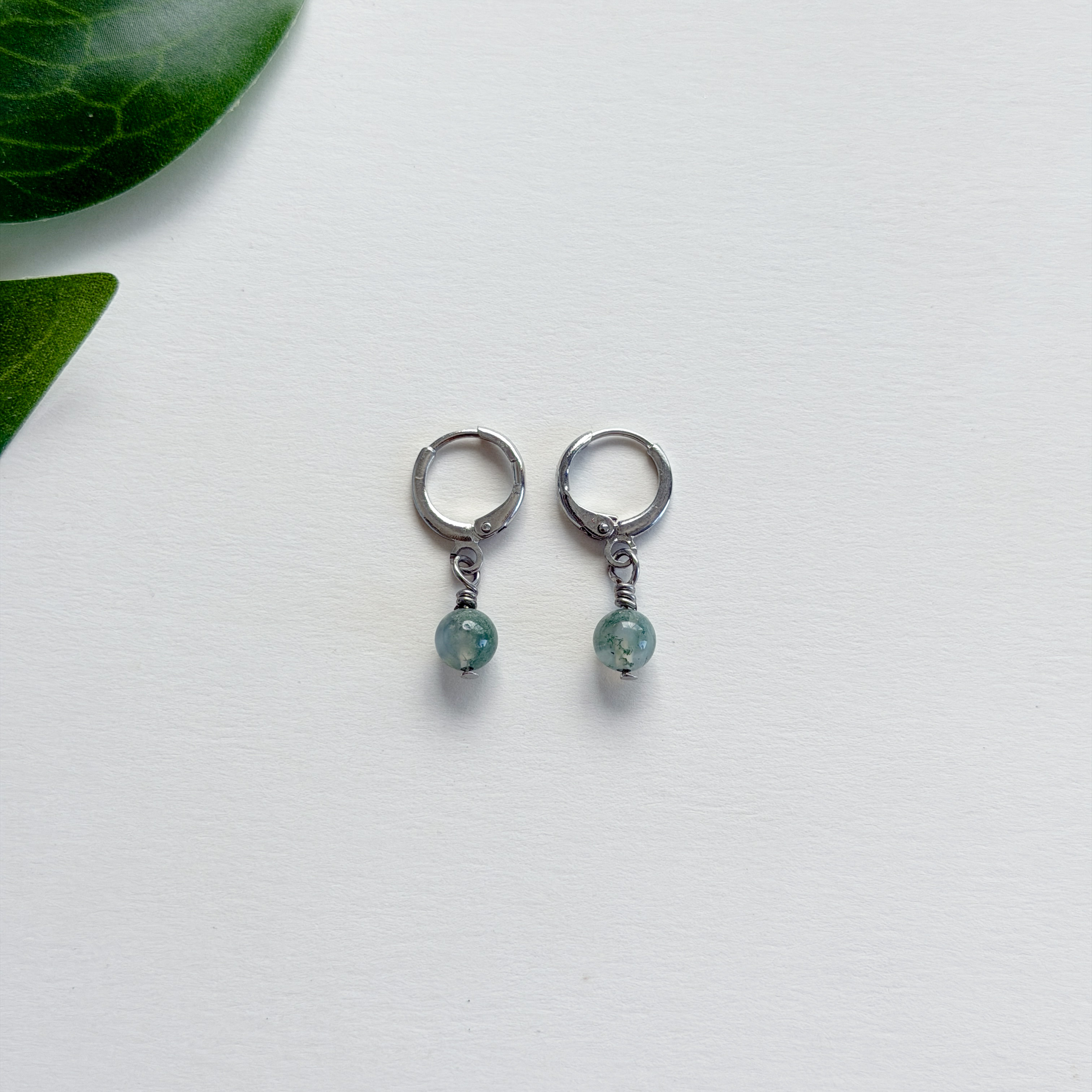 Sterling Silver Agate Hoop Earrings