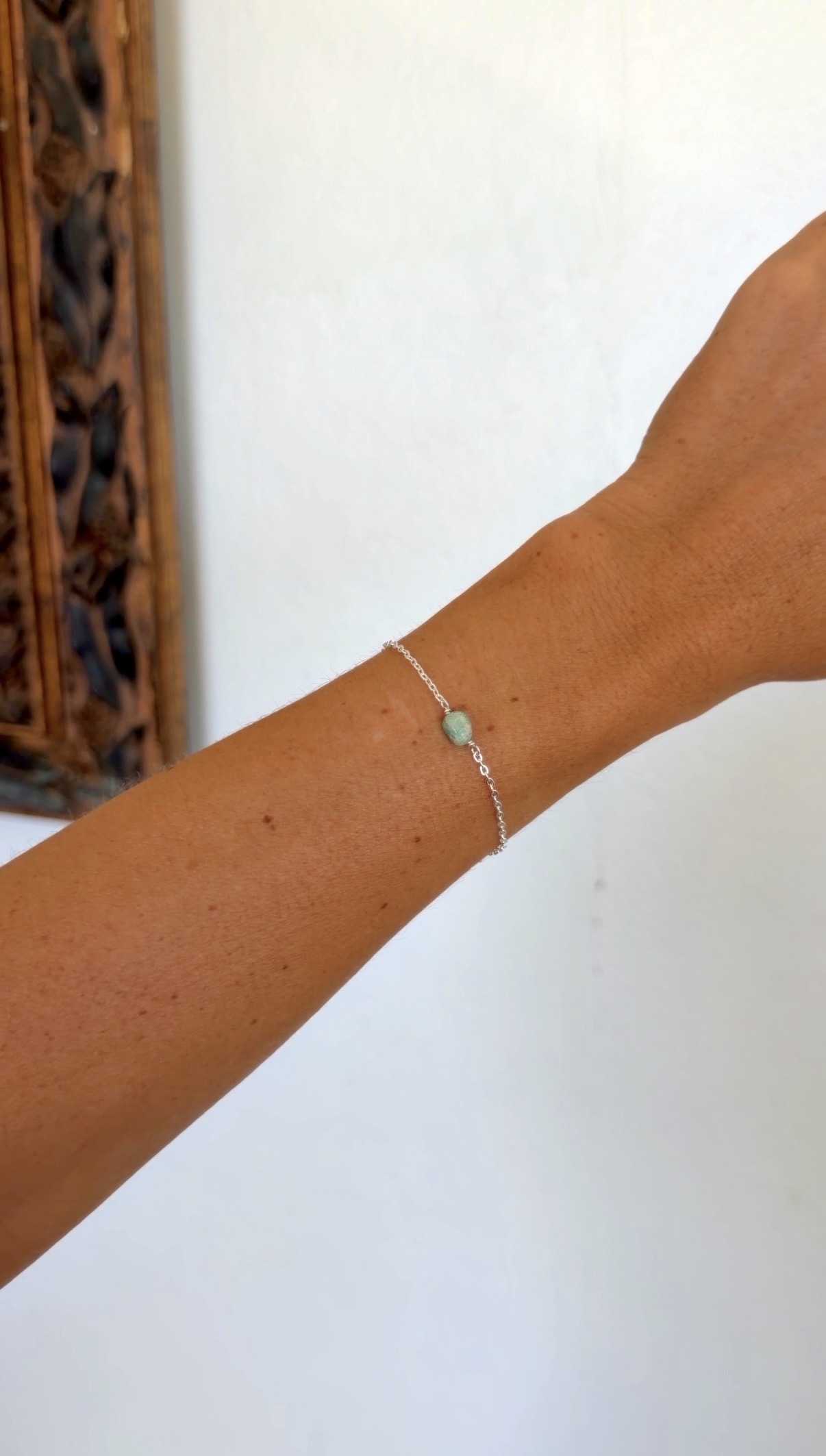 Sterling Silver Amazonite Gemstone Bracelet + Extender
