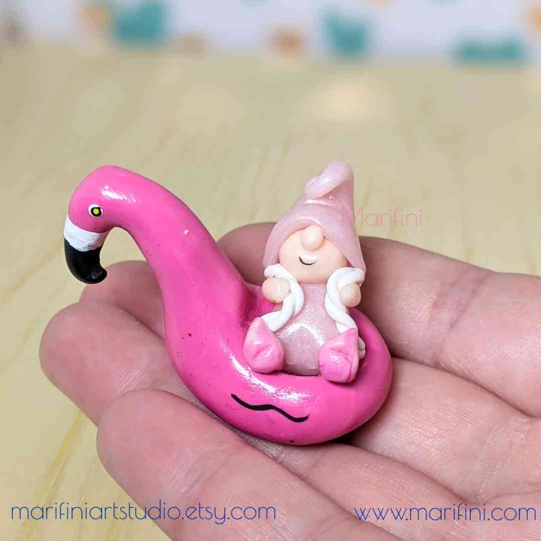 Gnome on Flamingo Floatie