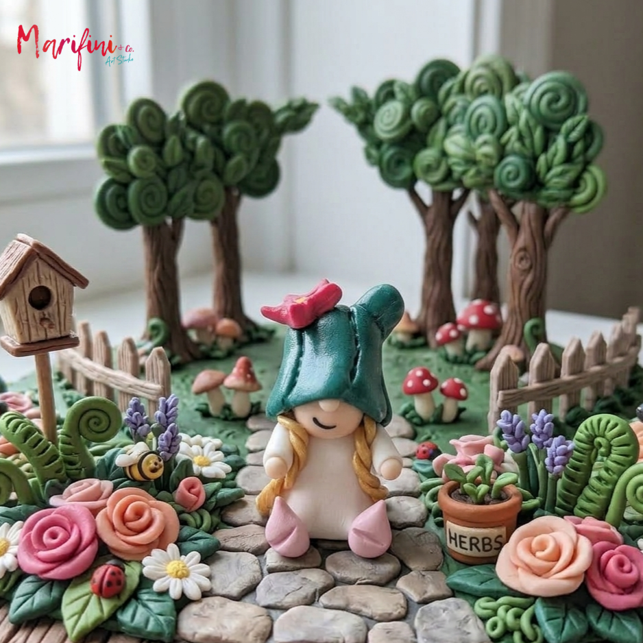 Cactus Girl Gnome Scene 