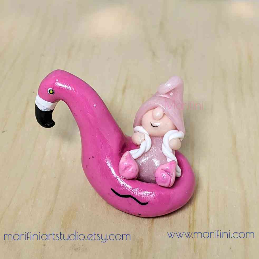 Gnome on Flamingo Floatie