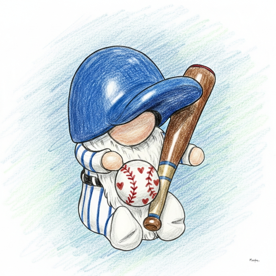 Baseball Gnome Art Print — Whimsical Sports Wall Decor