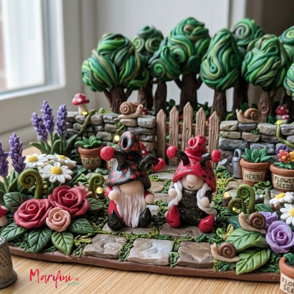 Ladybug Gnome Garden — Whimsical Handmade Miniature Garden