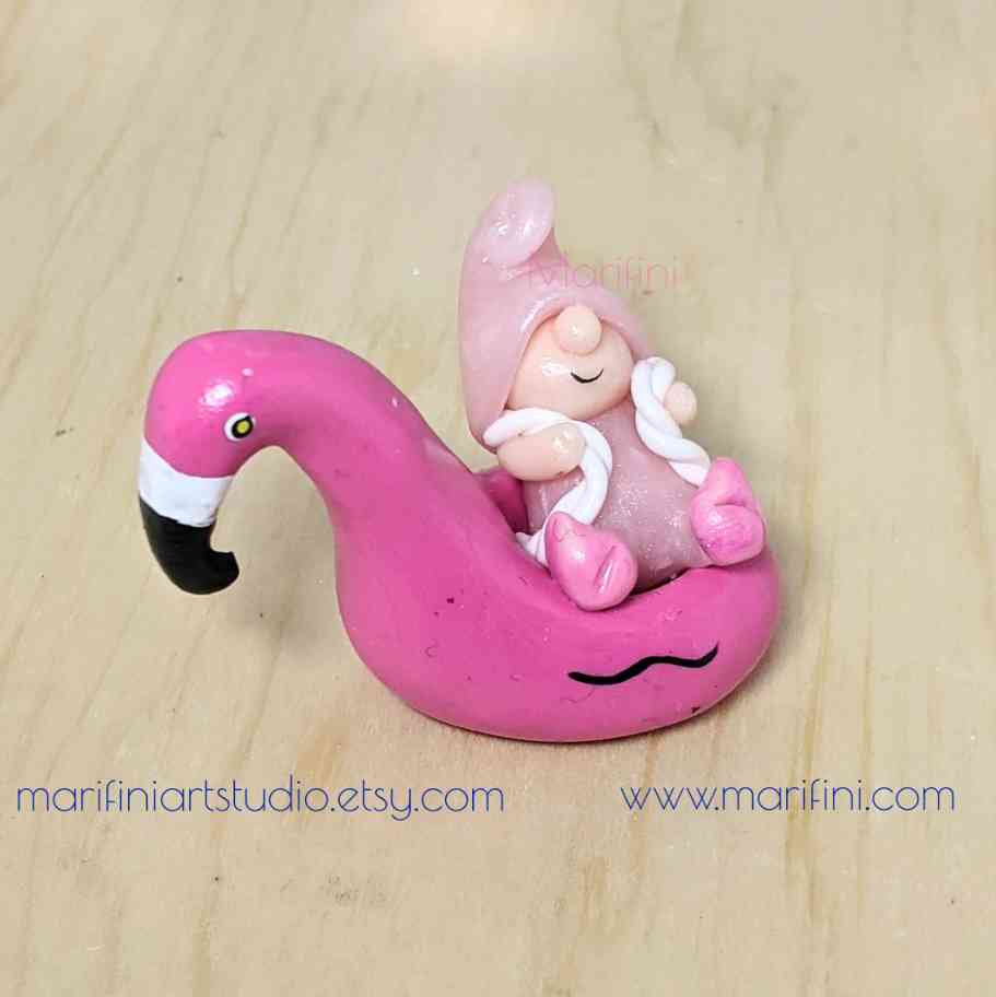 Gnome on Flamingo Floatie