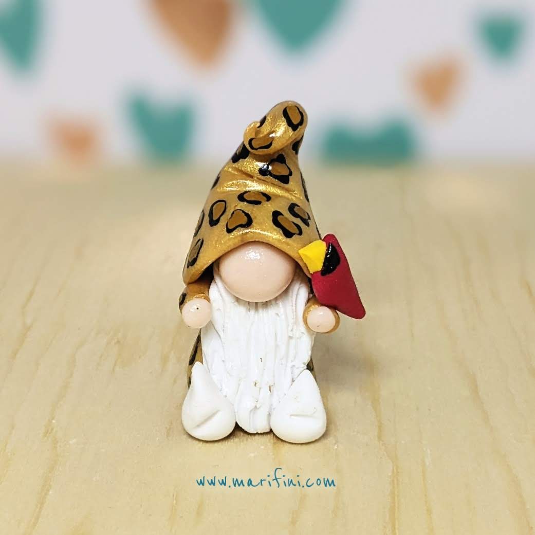 Leopard Gnome with Cardinal