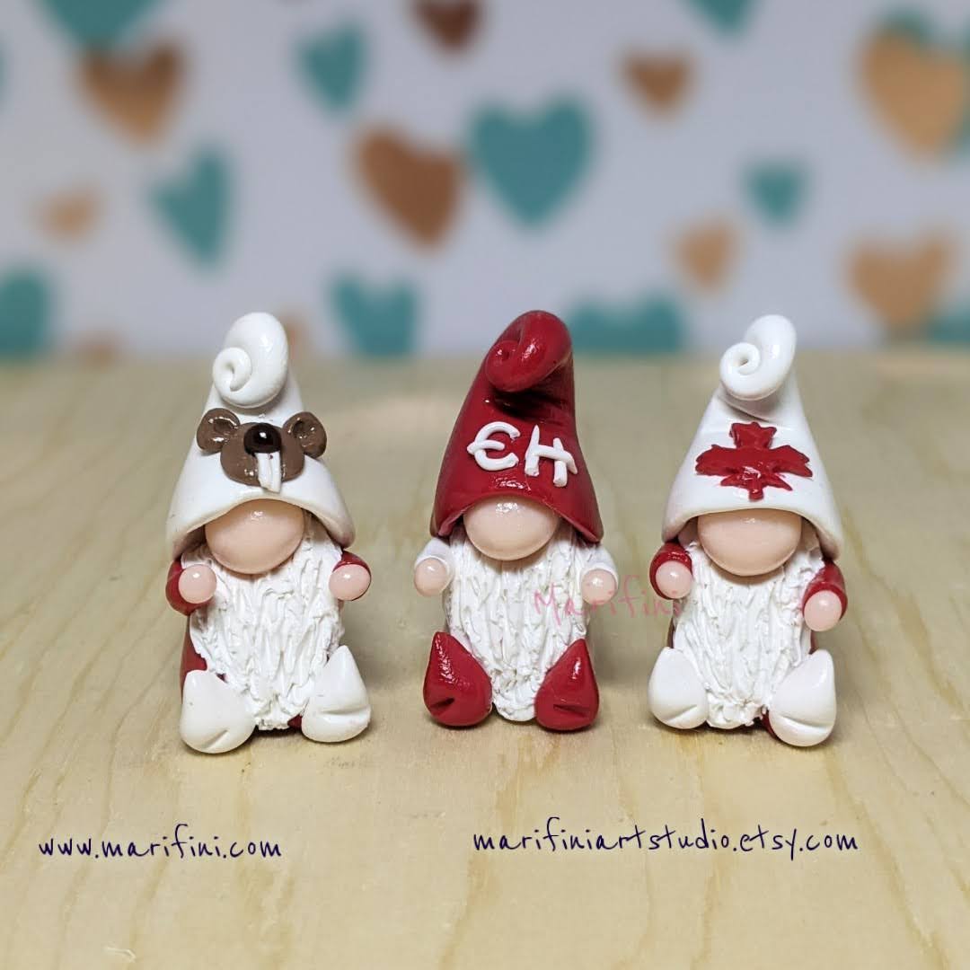 Canada Day Miniature Clay Gnomes