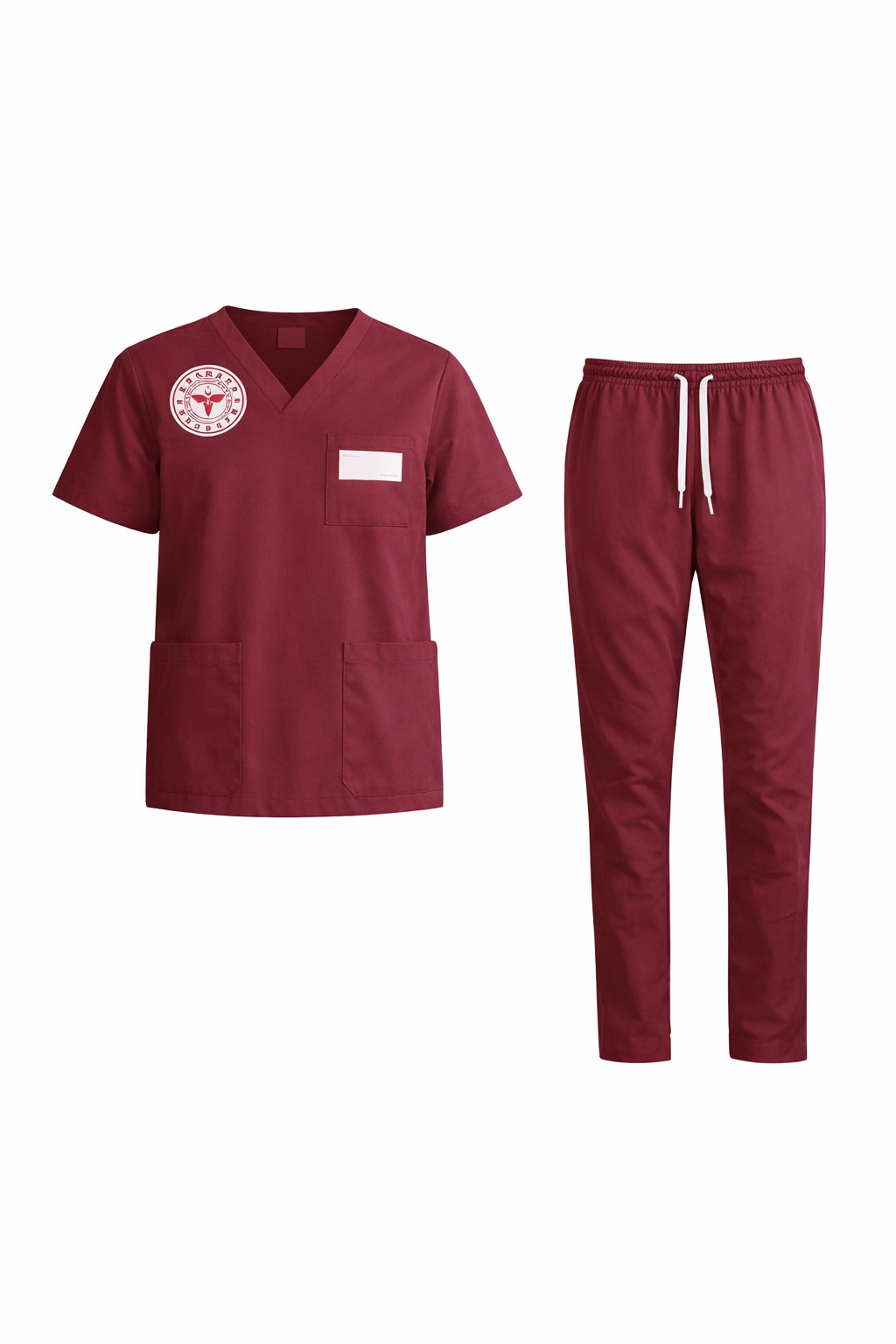 Bordo Hemşire Üniforması Takım