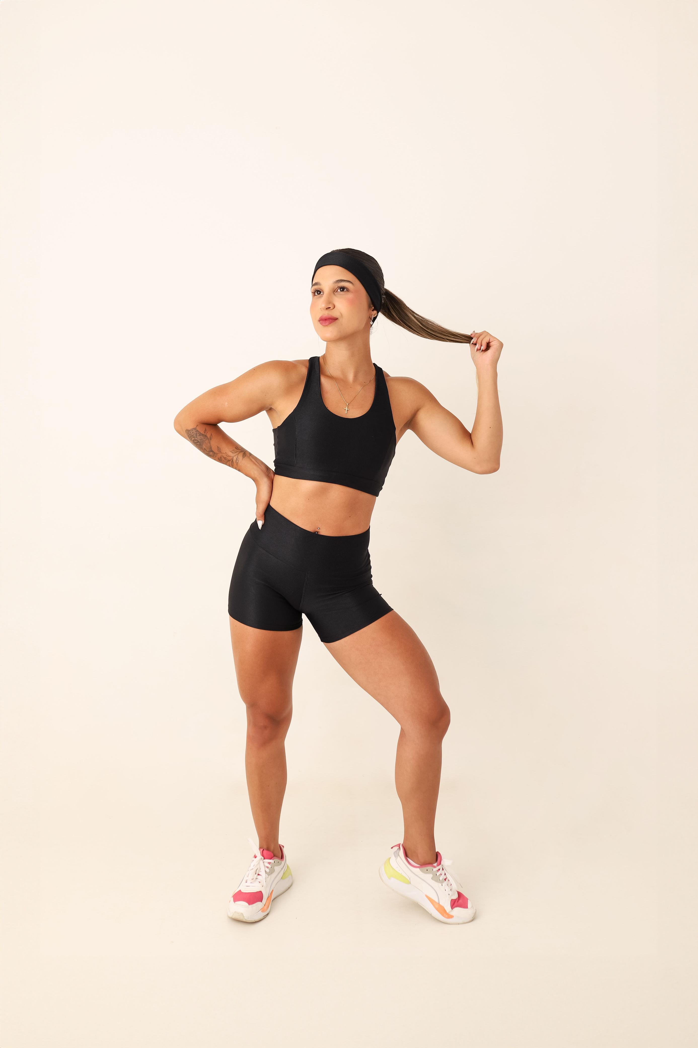 Conjunto shorts  Fitness Feminino preto