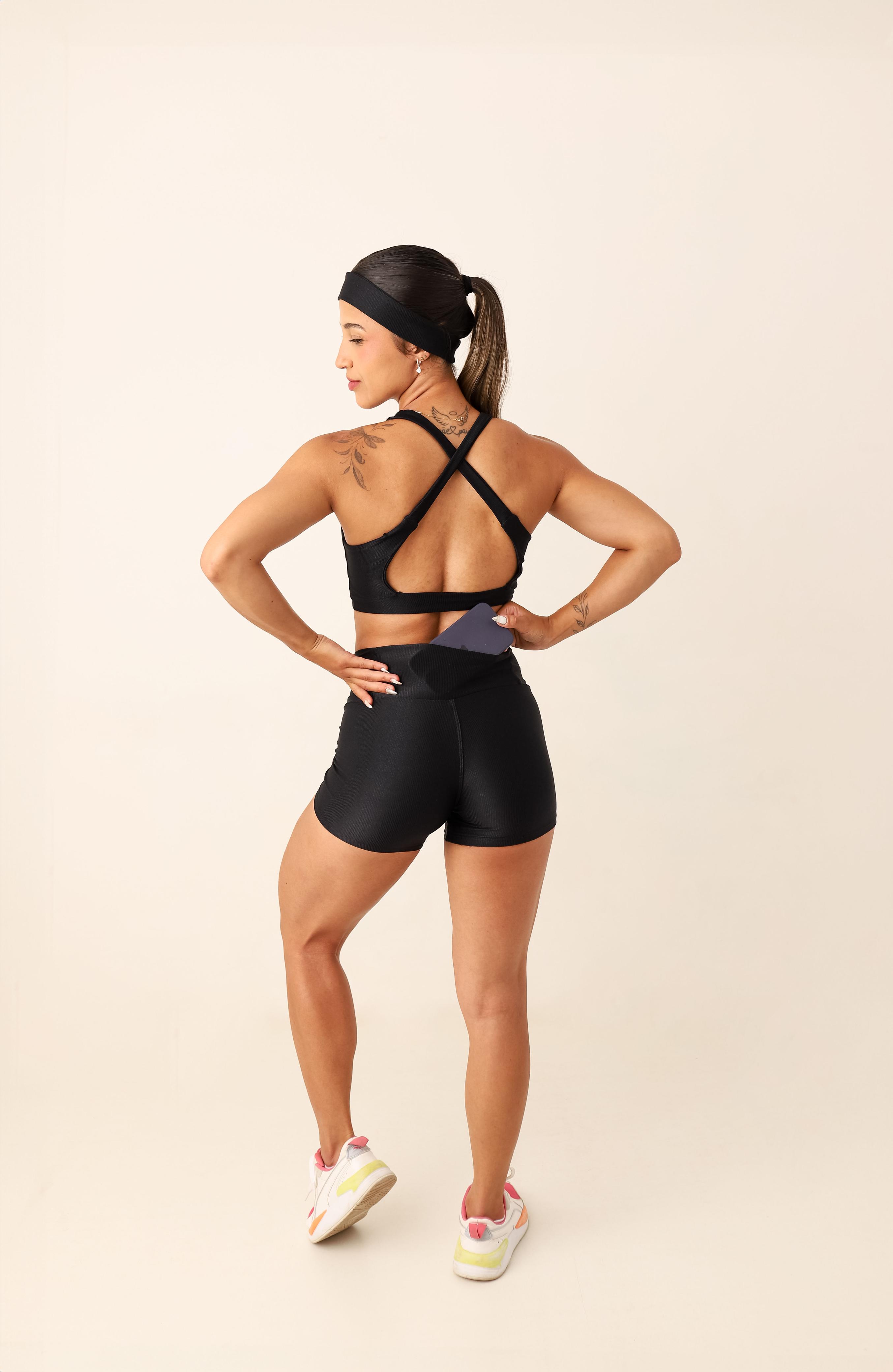 Conjunto shorts  Fitness Feminino preto