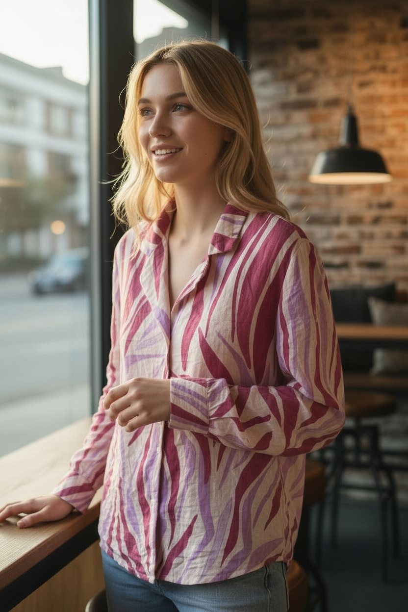 Chemise MILO'S PARIS – Imprimé abstrait rose & violet