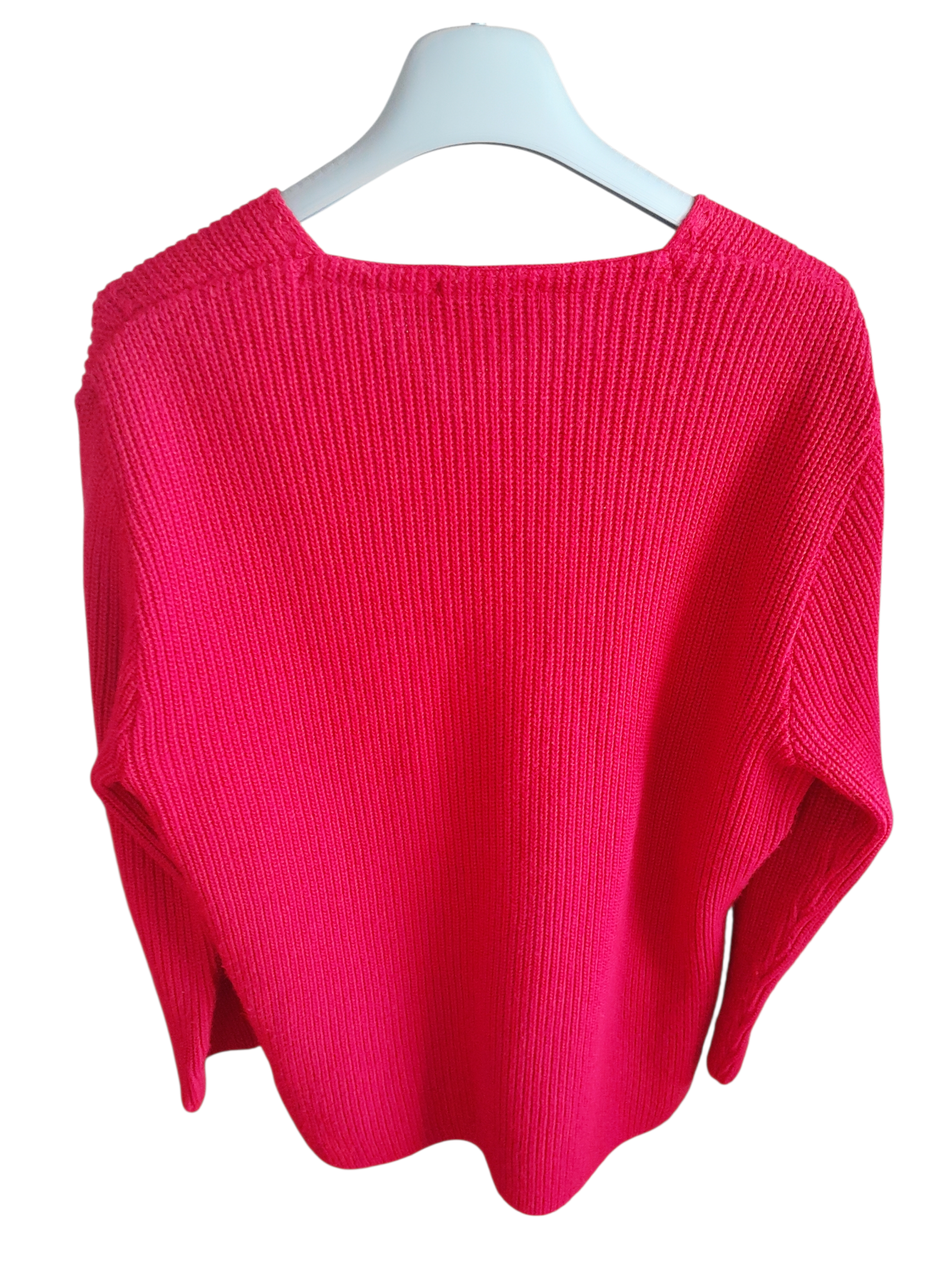 Pull oversize Ani Créations Paris maille côtelée rouge V-Neck