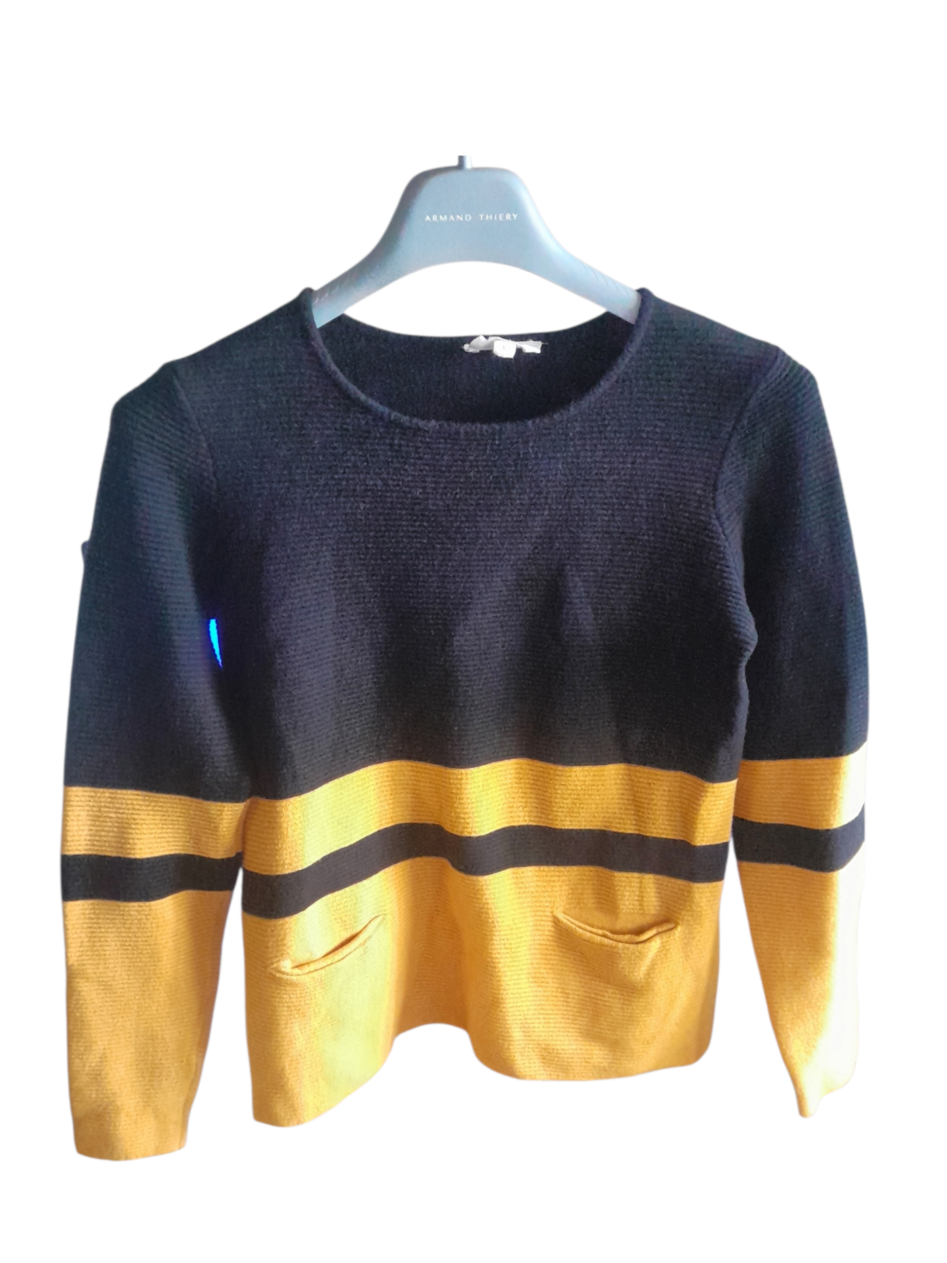 Pull Maison 123 Paris rayé marine/moutarde