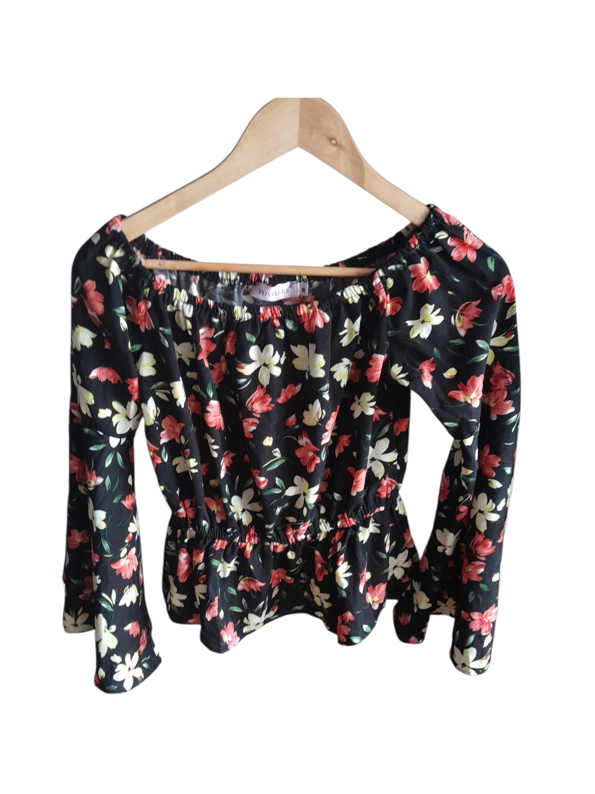 Blouse florale épaules dénudées VOYELLES –  Taille M  (Occasion)