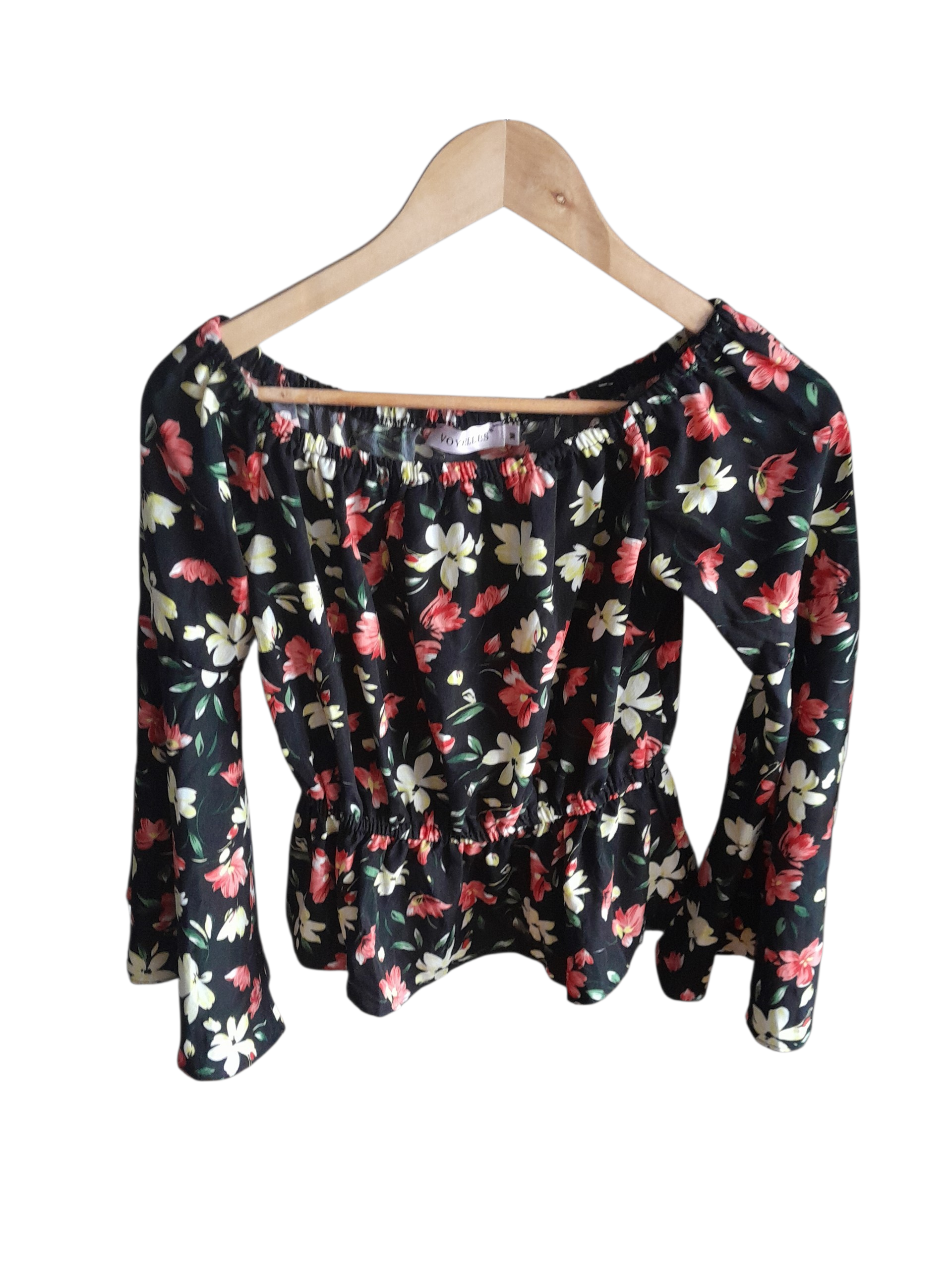 Blouse florale épaules dénudées VOYELLES –  Taille M  (Occasion)