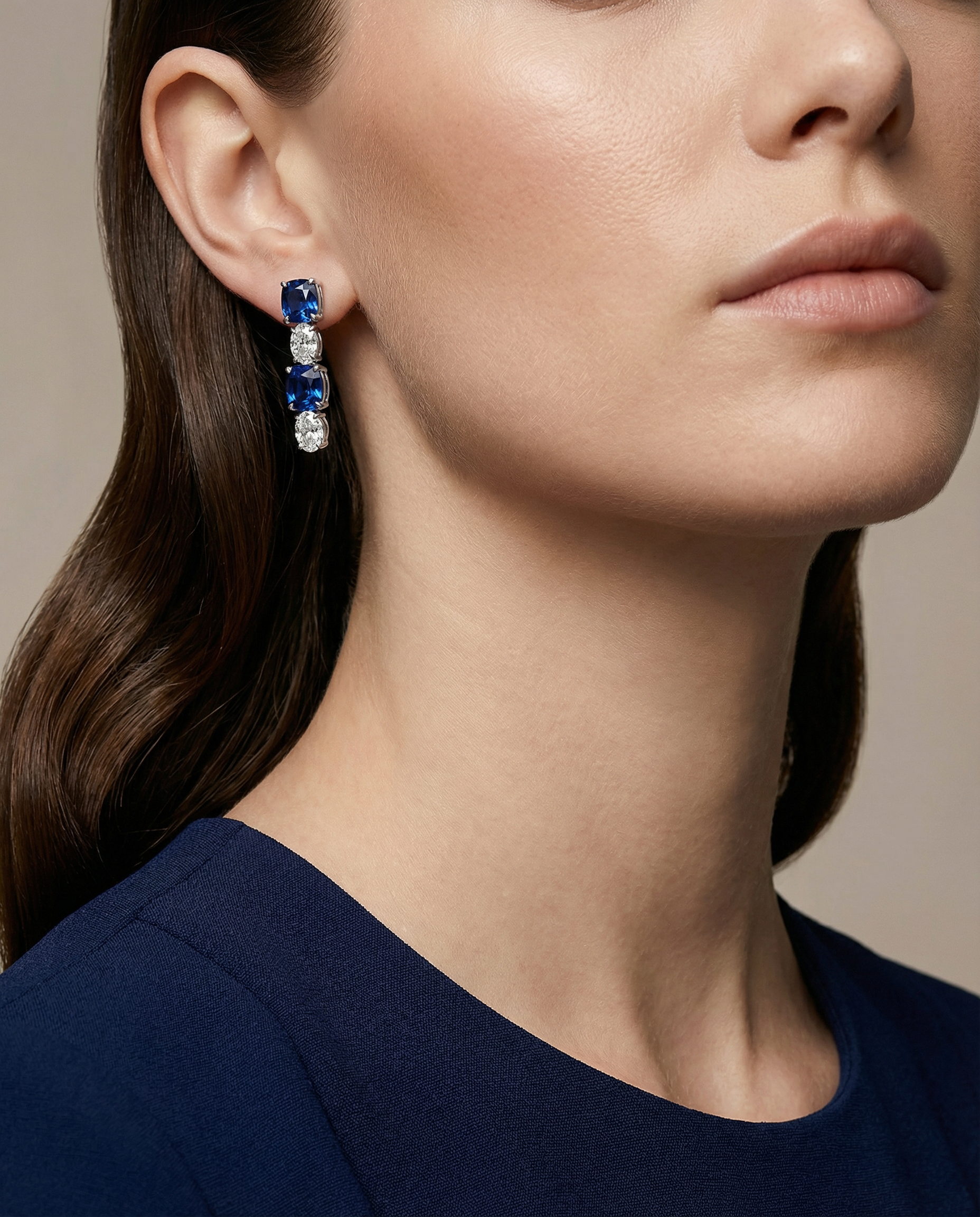 Geometric Blue Statement Earrings