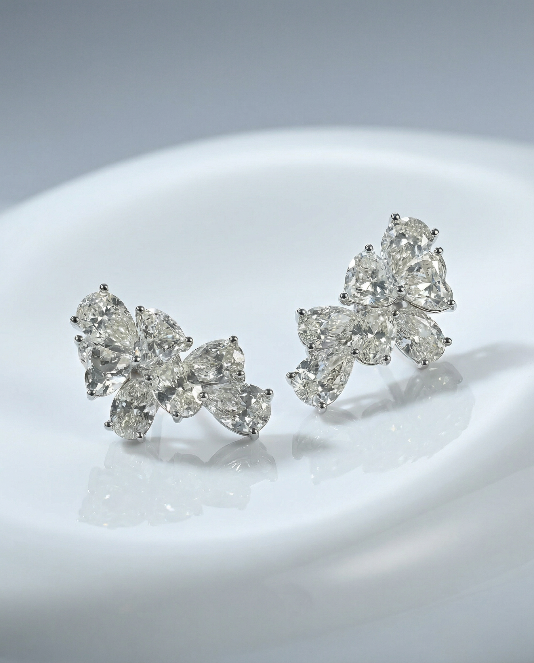 Diamond Flower Stud Earrings