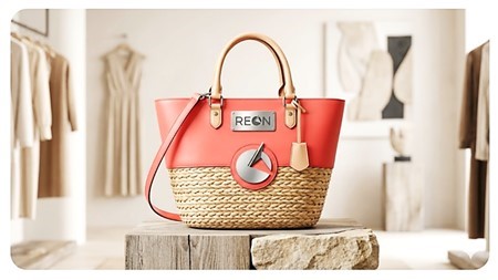 Coral Straw Tote Bag
