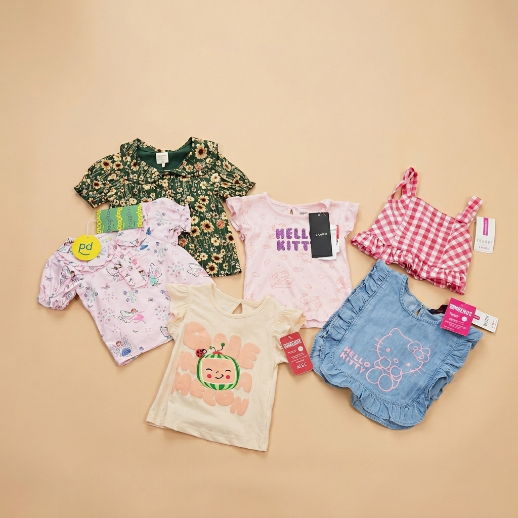 Girls' Printed T-Shirts & Dresses Set