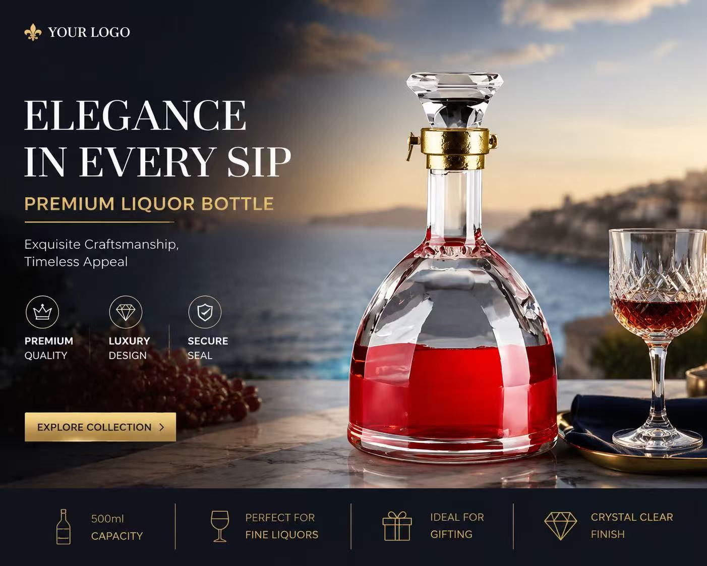 Elegant Glass Decanter