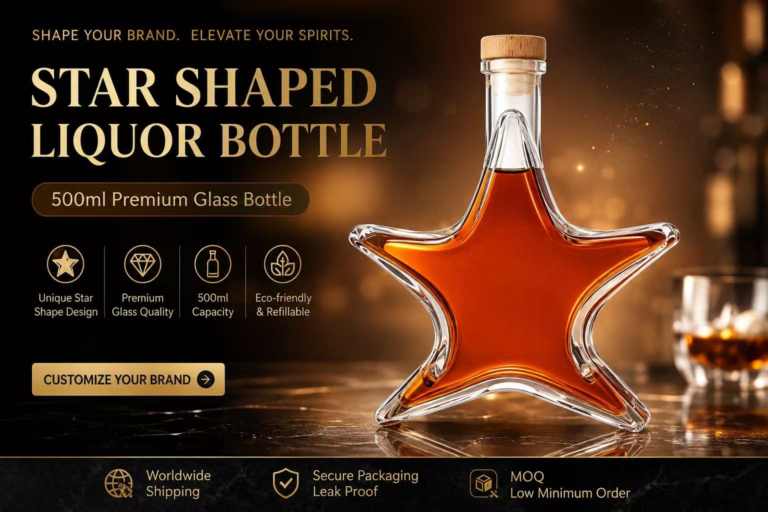 Star-Shaped Glass Bottle 500ml