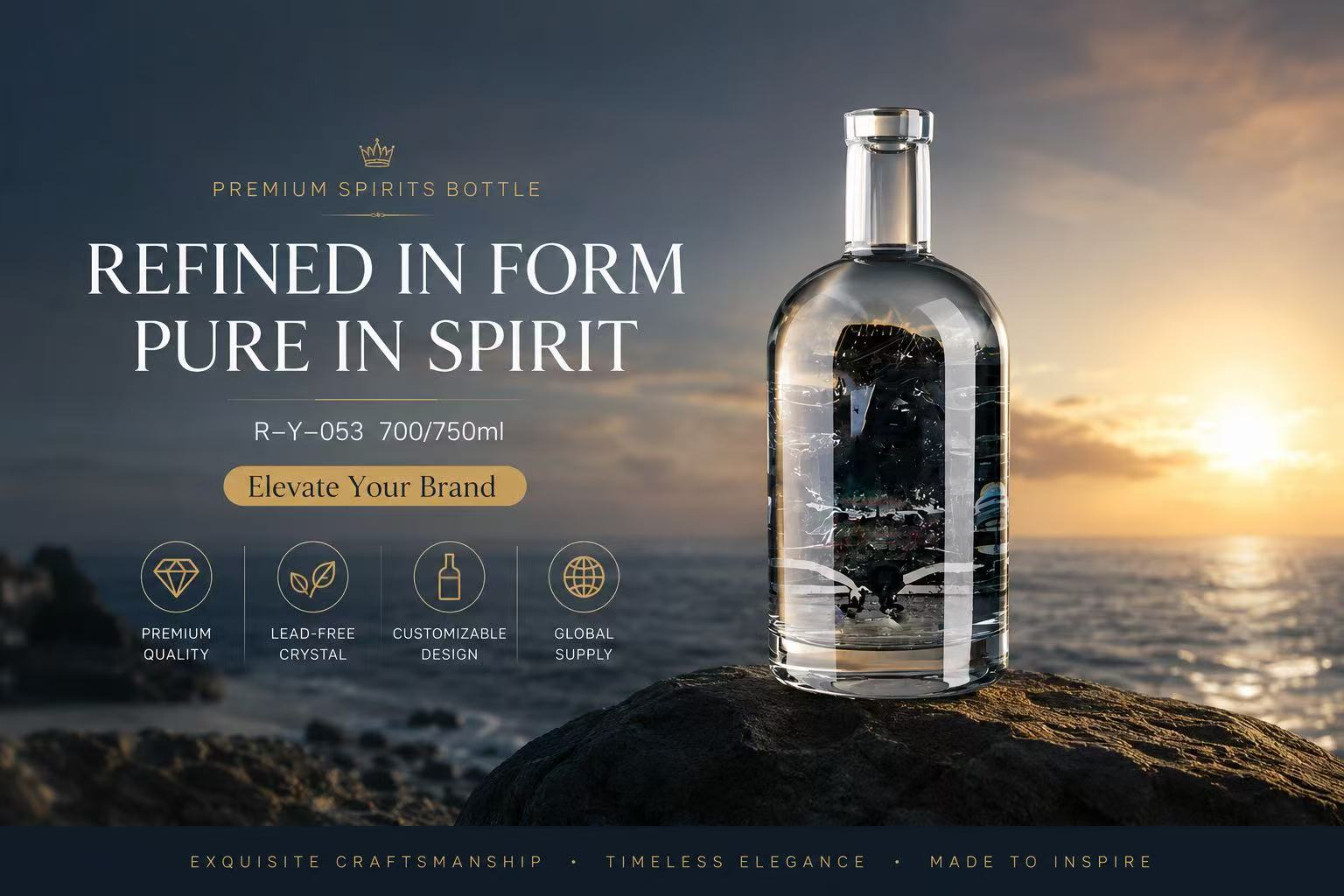 Clear Glass Spirits Bottle