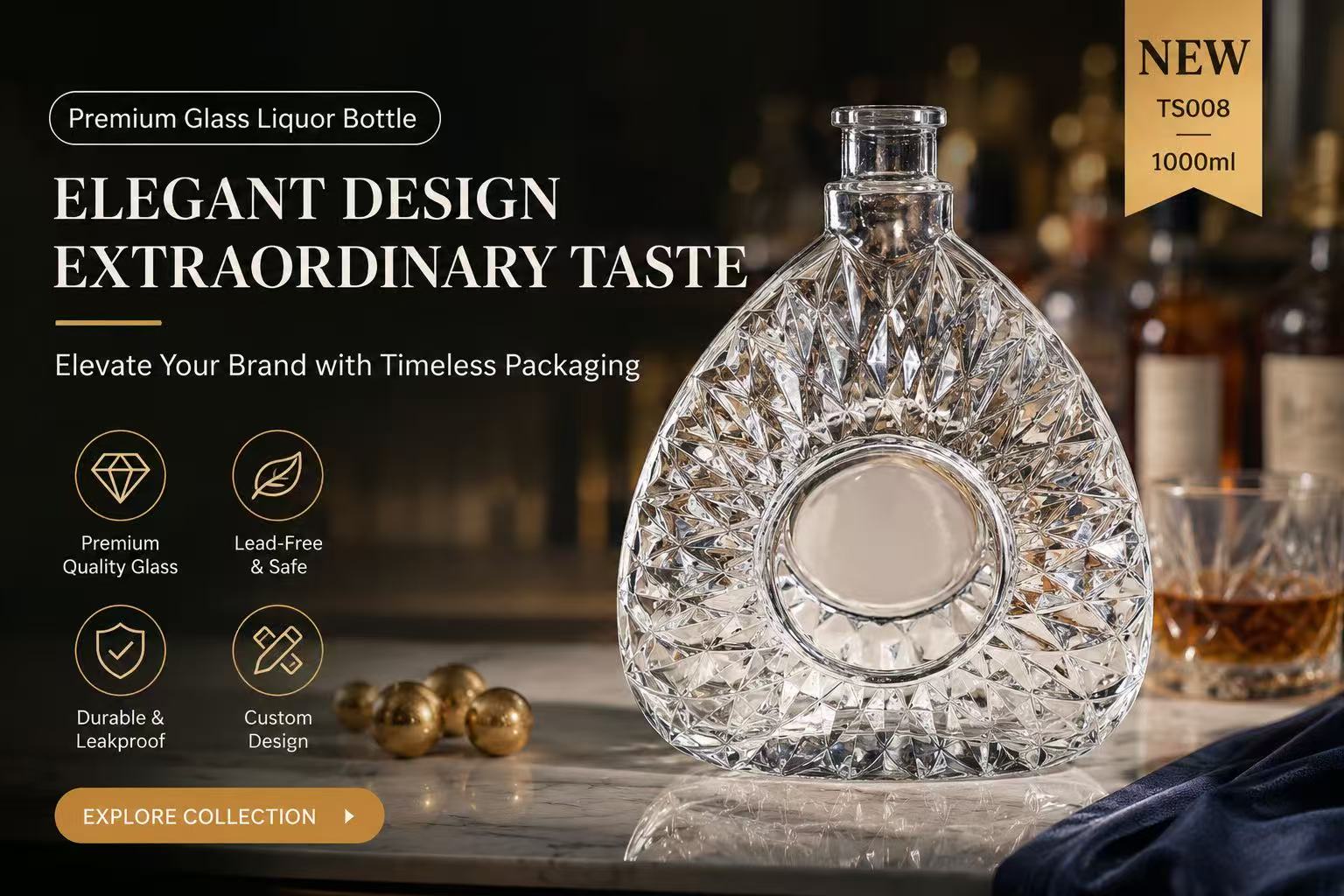 Diamond Cut Glass Decanter
